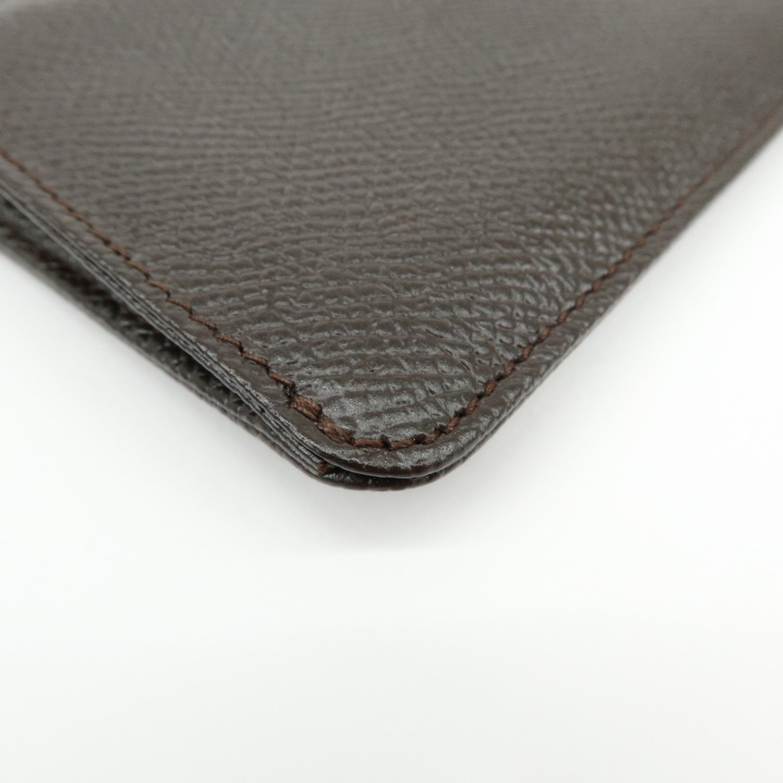 BVLGARI Leather Coin Case Coin Purse Key Chain Dark Brown