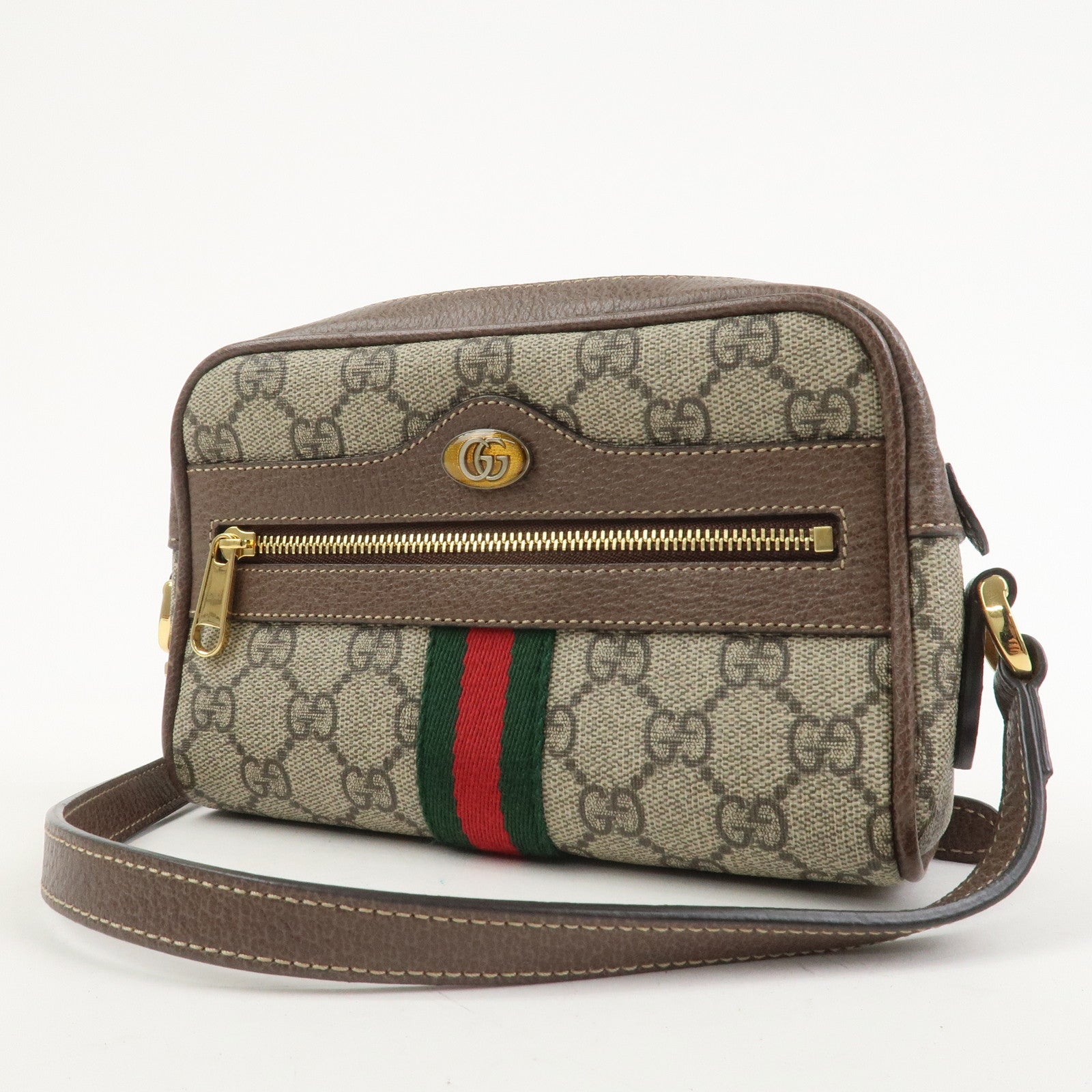 GUCCI Ophidia Sherry GG Supreme PVC Shoulder Bag Beige