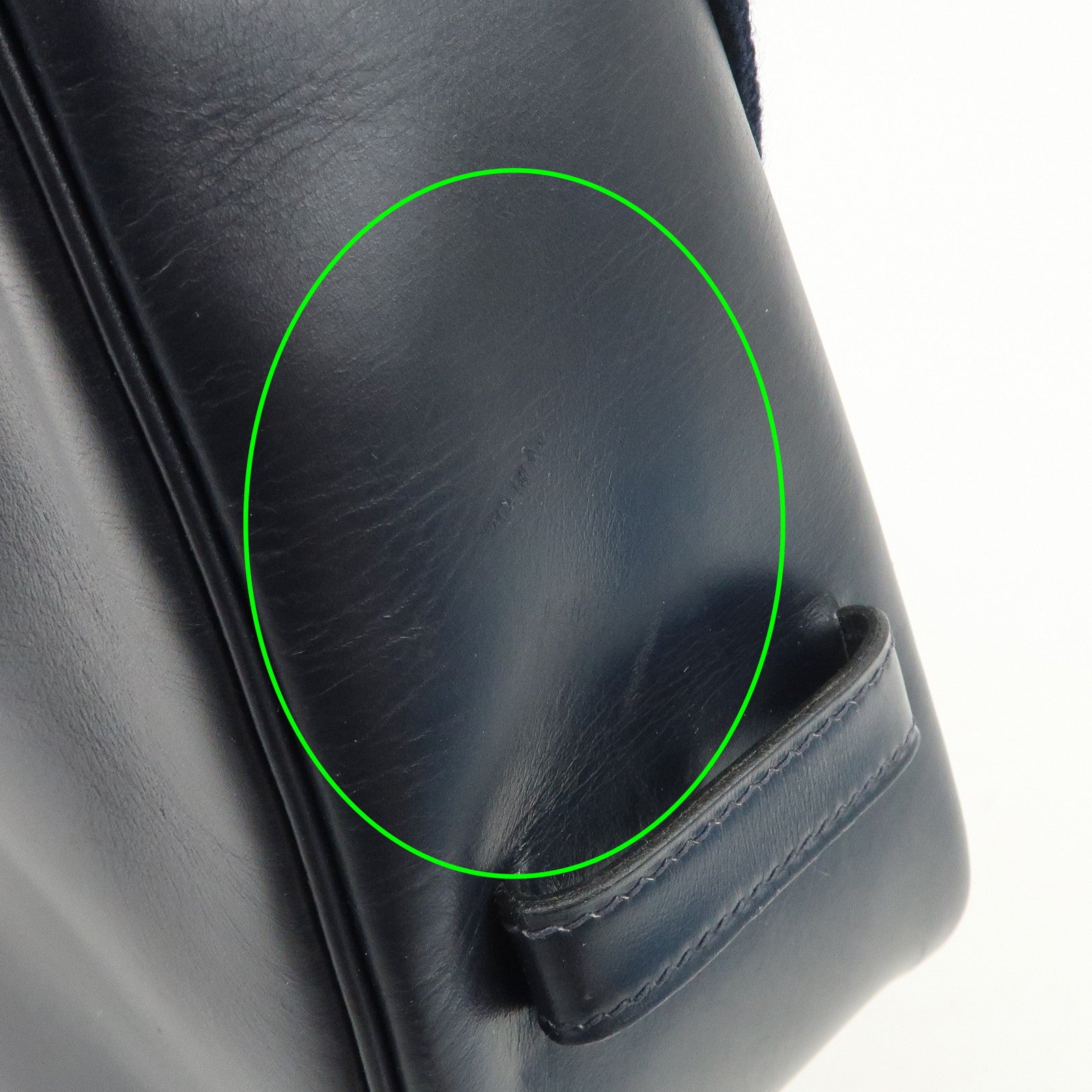 HERMES Saco Leather M Stamped Shoulder Bag Crossbody Bag Navy Used