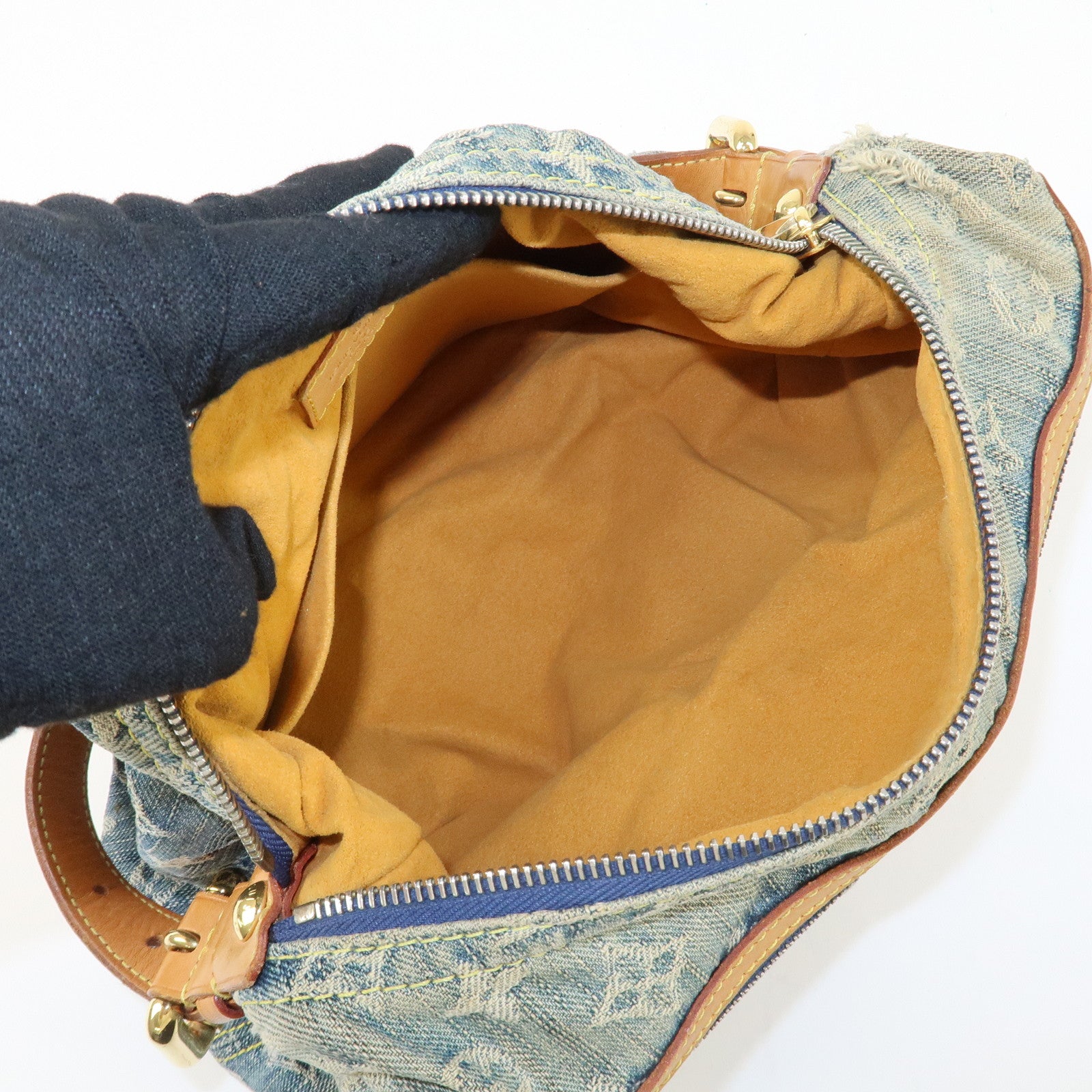 Louis Vuitton Monogram Denim Baggy PM 2Way Shoulder Bag Blue M95049 Used