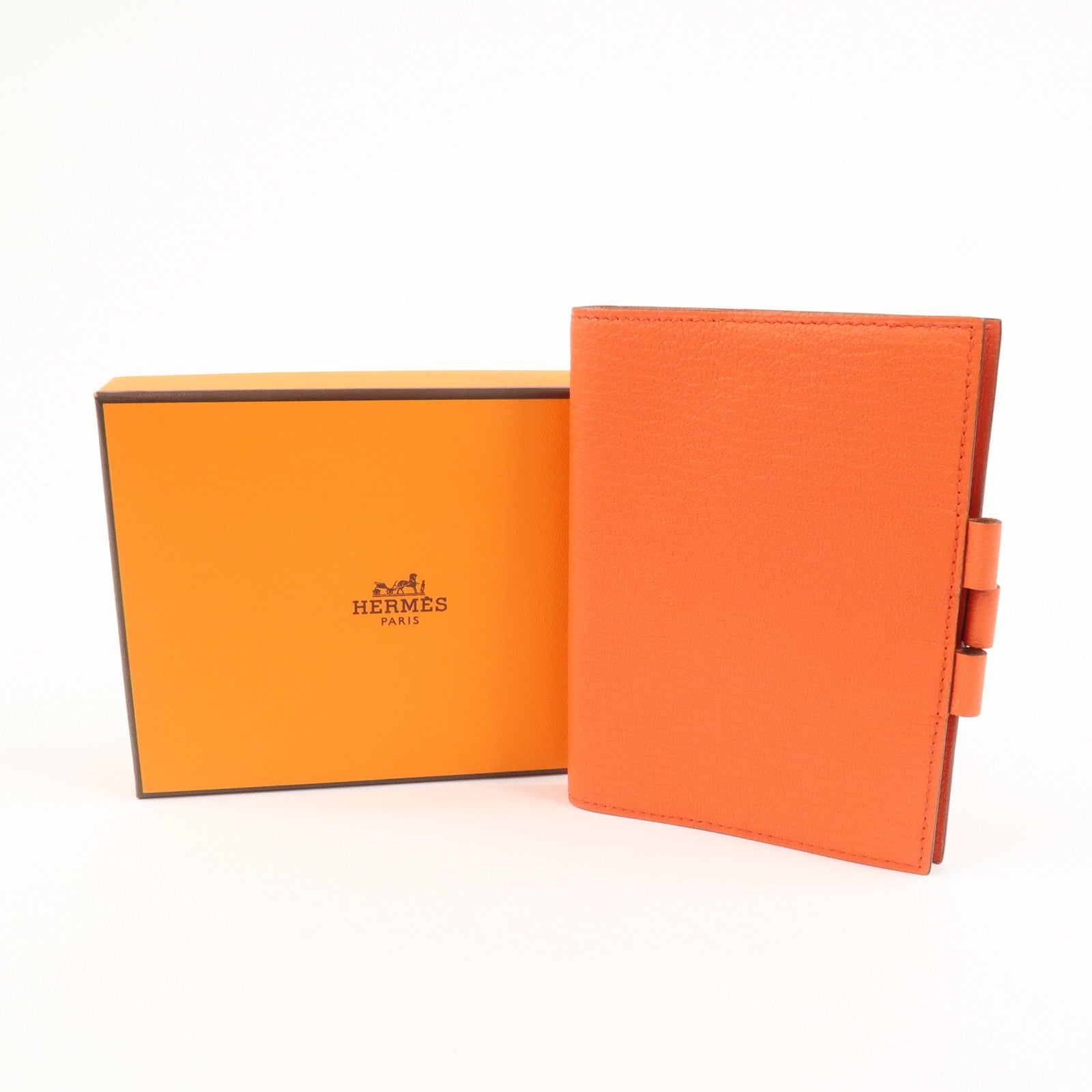 HERMES Leather Agenda PM Planner Cover X Stamped Orange