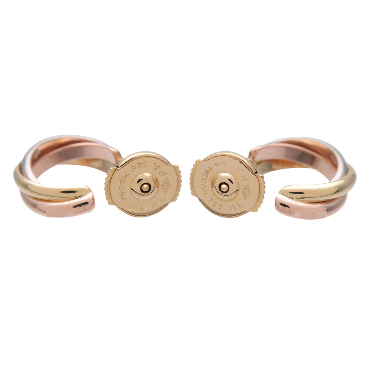 Cartier Trinity Mini Earrings 750 White Gold Rose Gold Yellow Gold