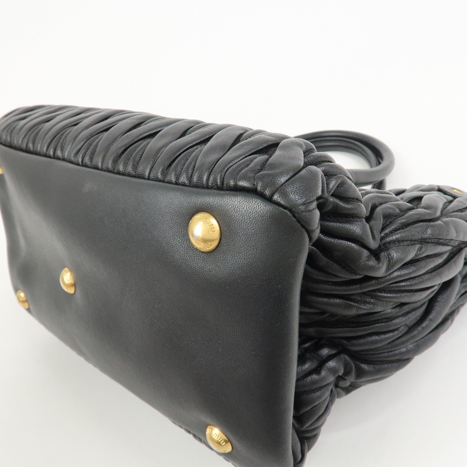 MIU MIU Matelasse Leather 2Way Bag Hand Bag Black RN1069