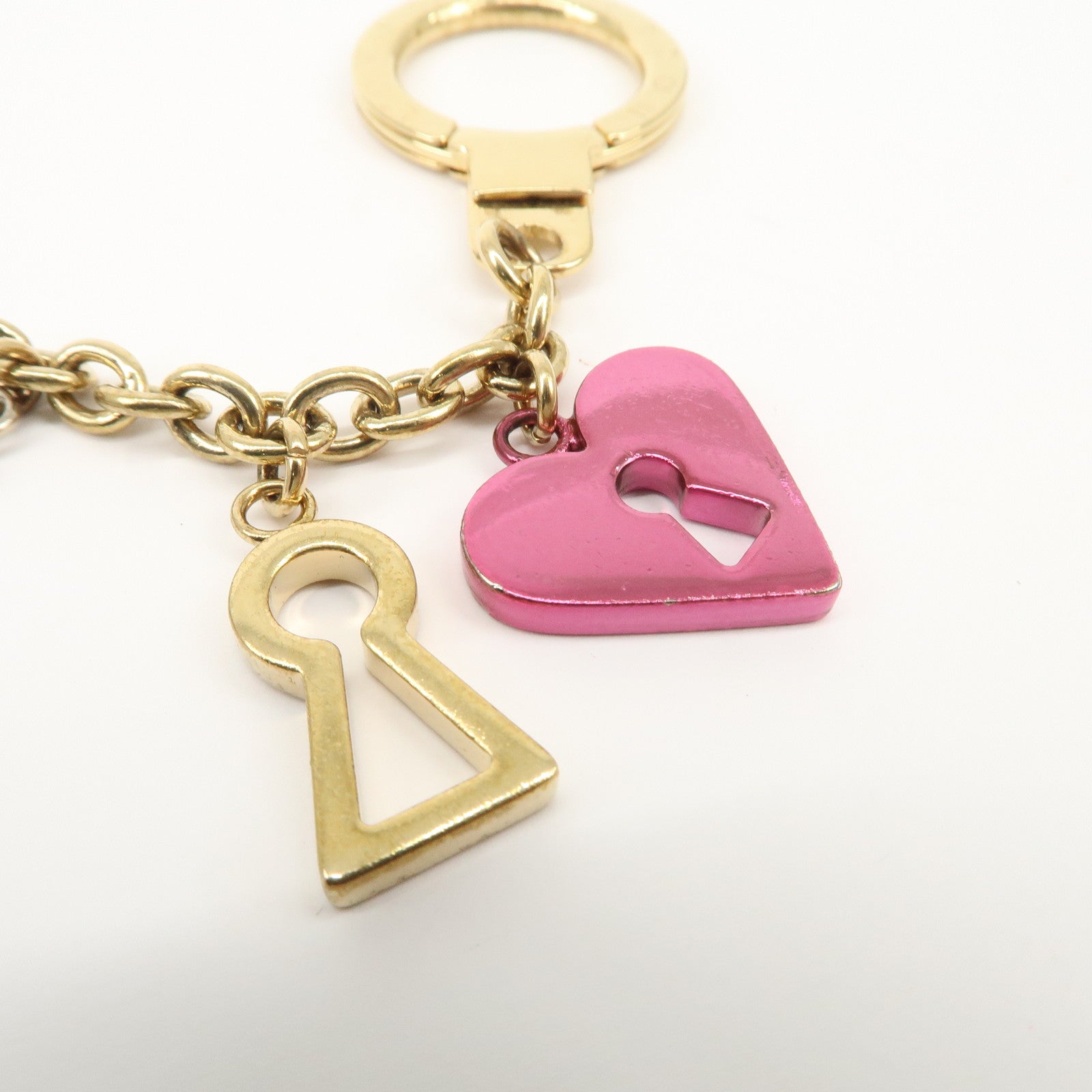 Louis Vuitton Bijou Sac Chenne Love Lock Key Charm Gold Pink M67437 Used