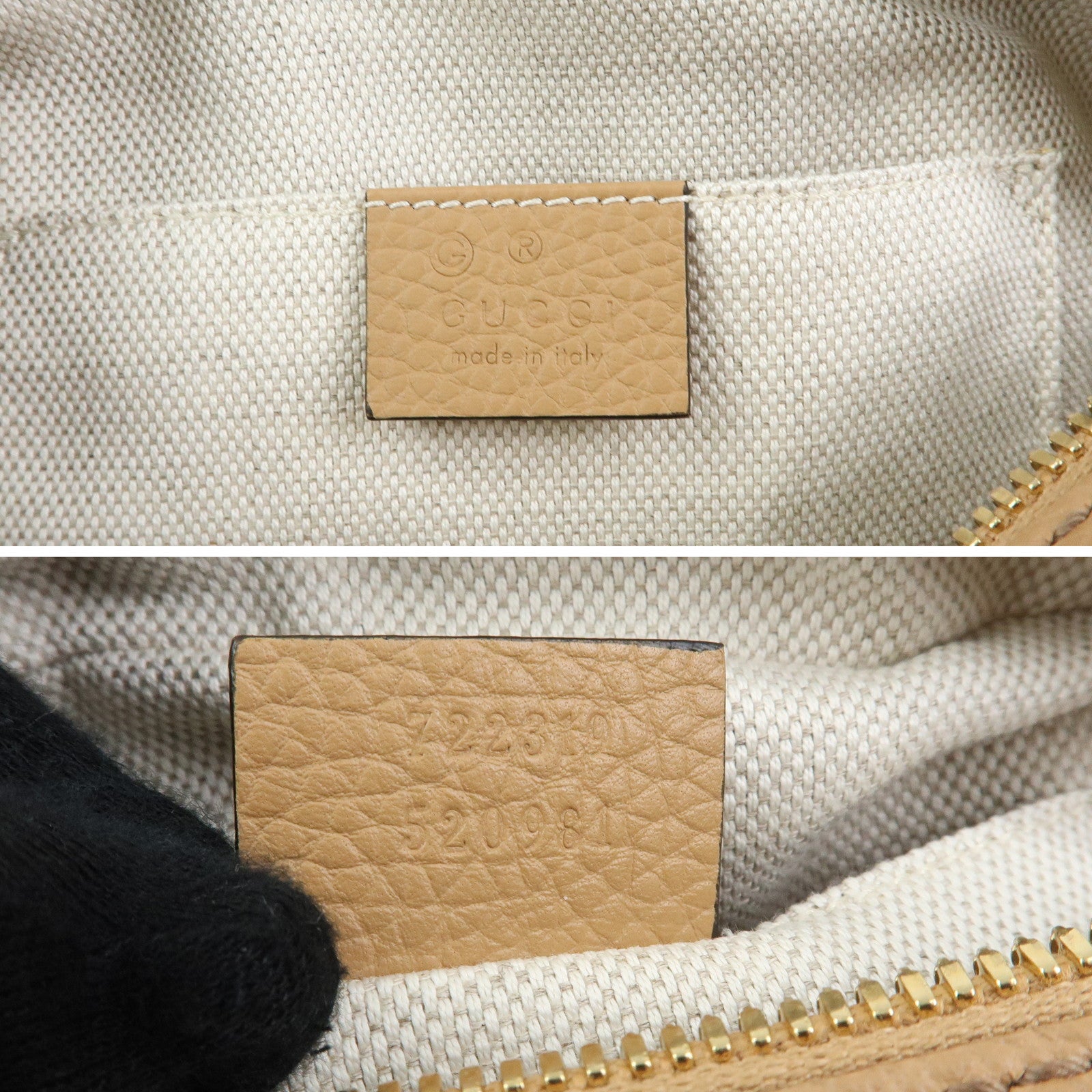 GUCCI SOHO Interlocking G Leahter Small Disco Bag Beige 722319