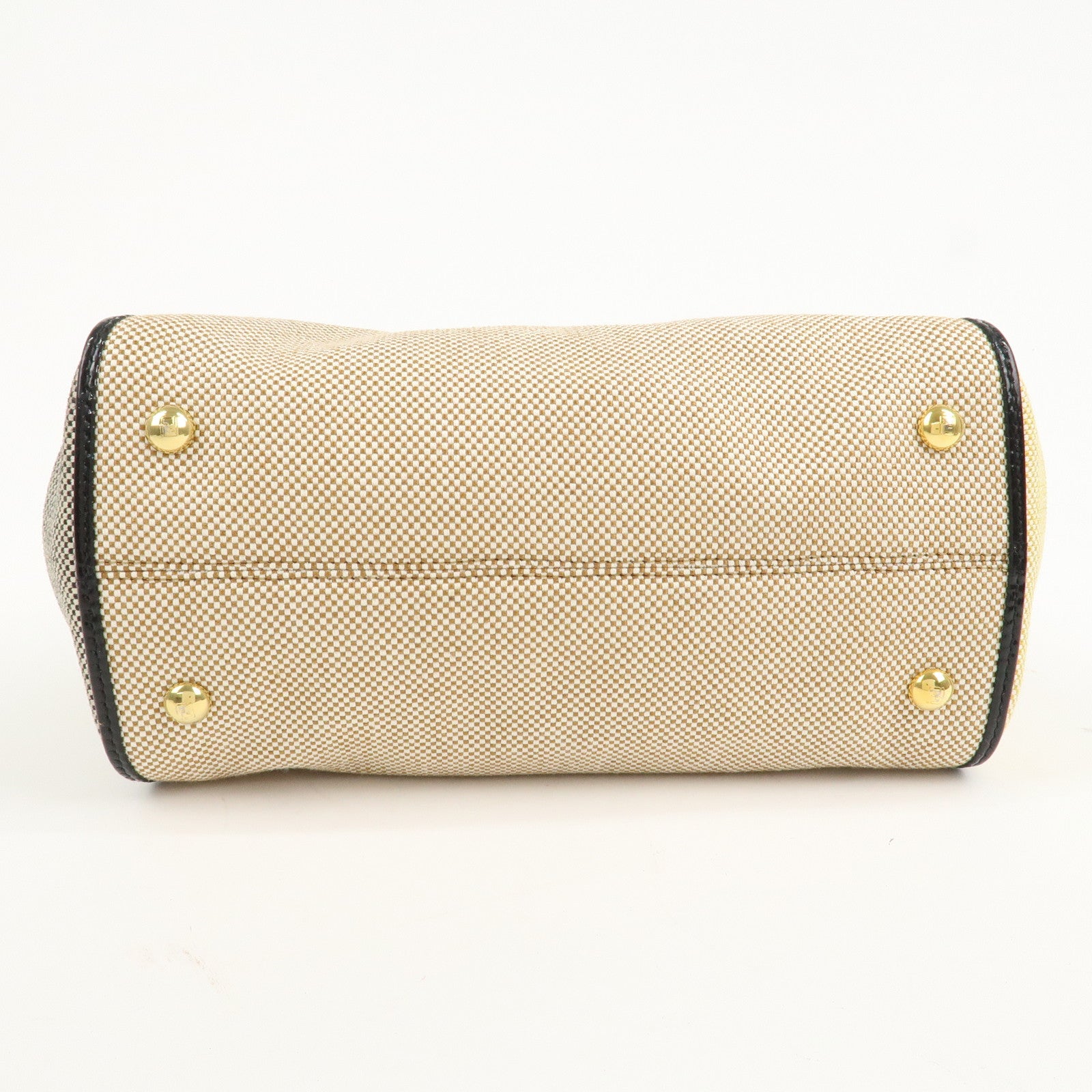 FENDI Chameleon Canvas Patent Leather 2Way Hand Bag Beige 8BL117