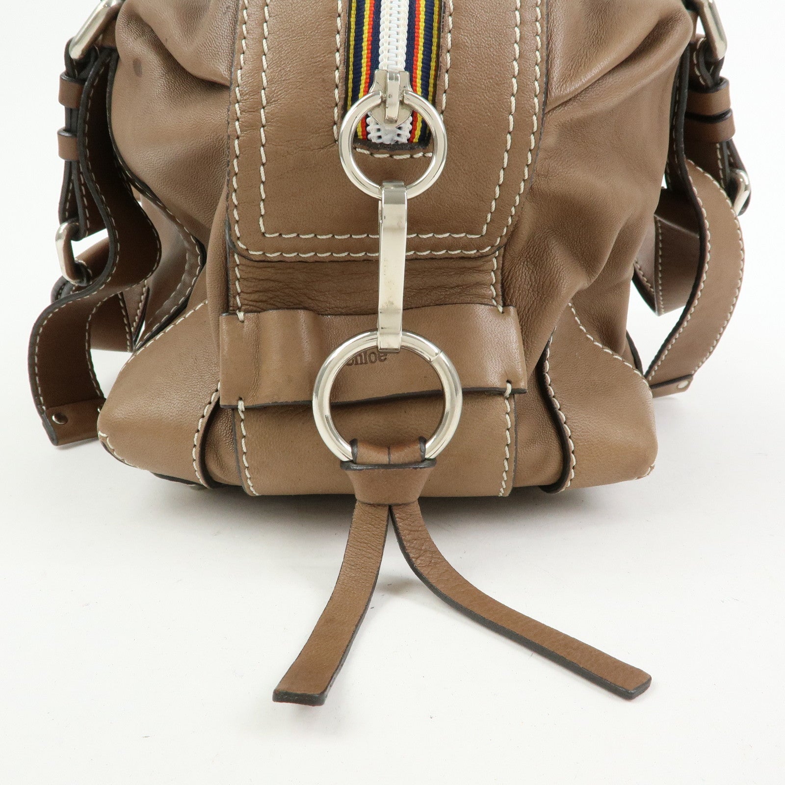 Chloe Patsy Leather Boston Bag Shoulder Bag Hand Bag Brown