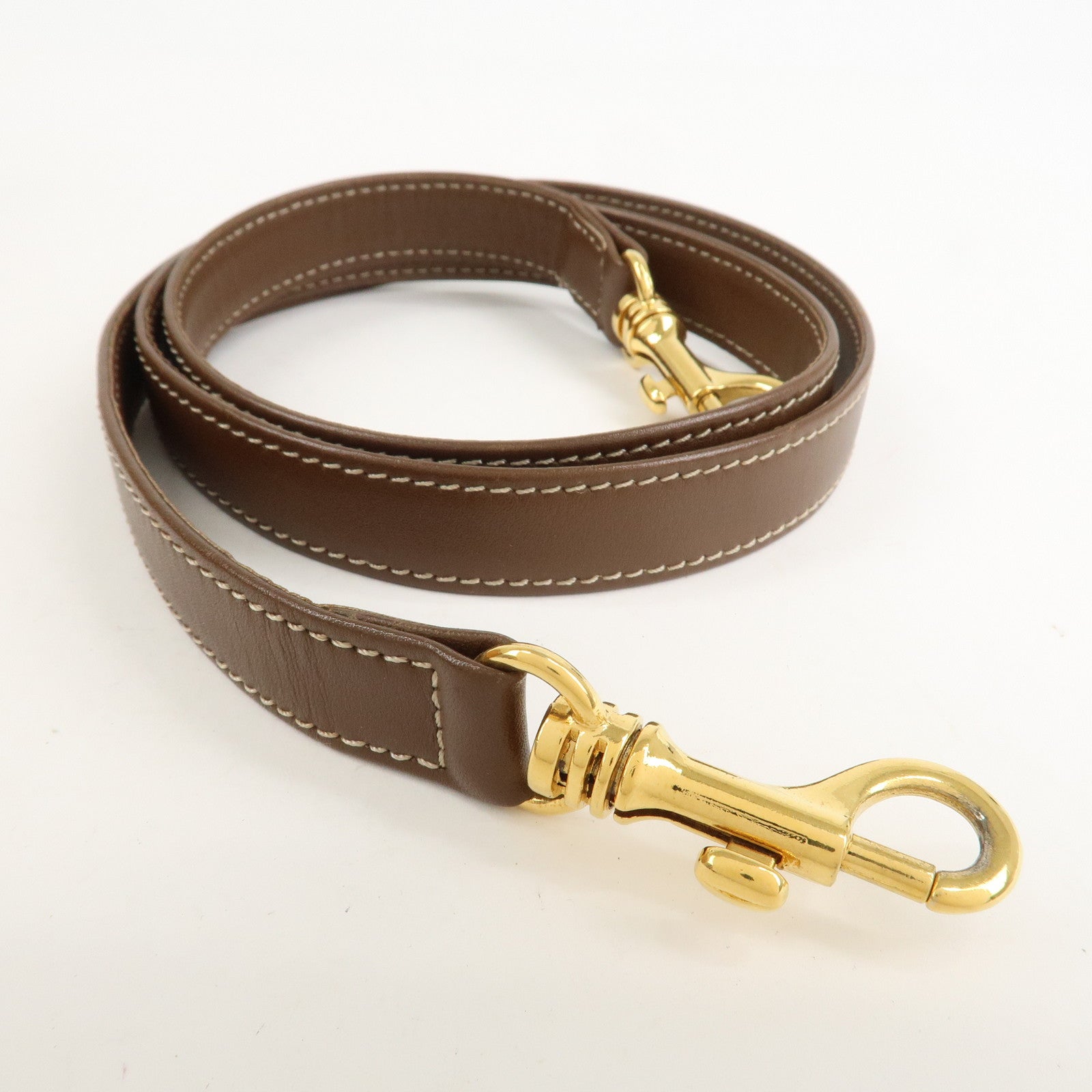 LOEWE Leather 2WAY Bag Hand Bag Shoulder Bag Brown Gold Hardware