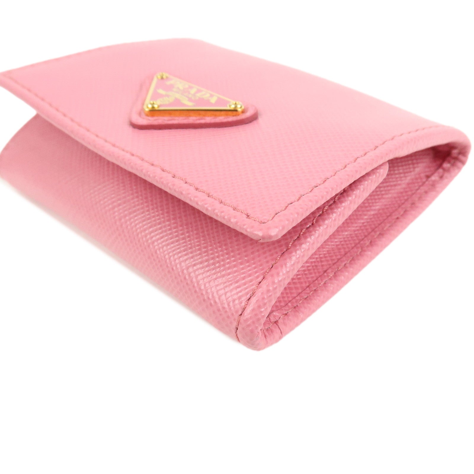 PRADA Triangle Logo Saffiano Leather Coin Case Pink 1M0935