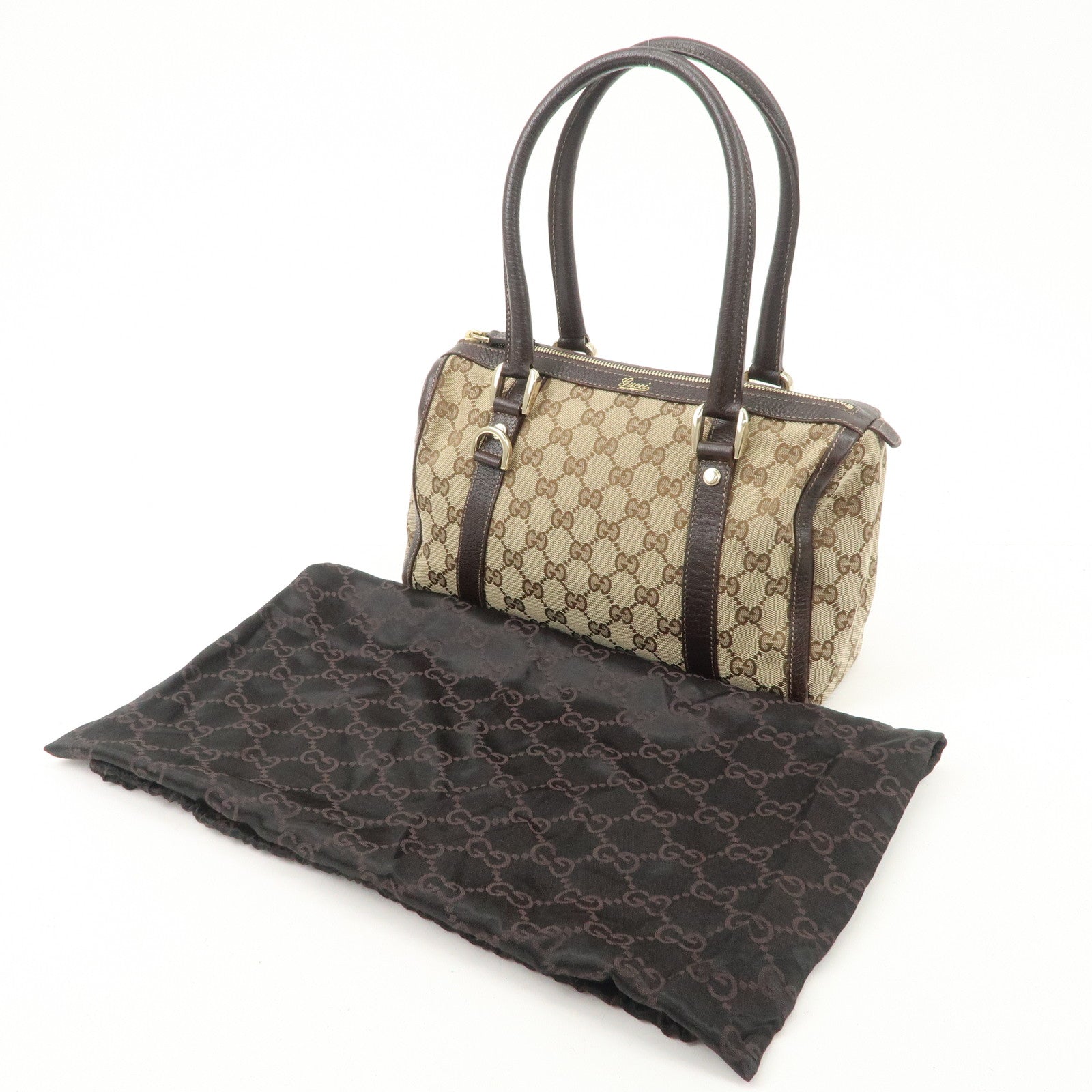 GUCCI Abbey GG Canvas Leather Mini Boston Bag Beige Brown 130942 Used