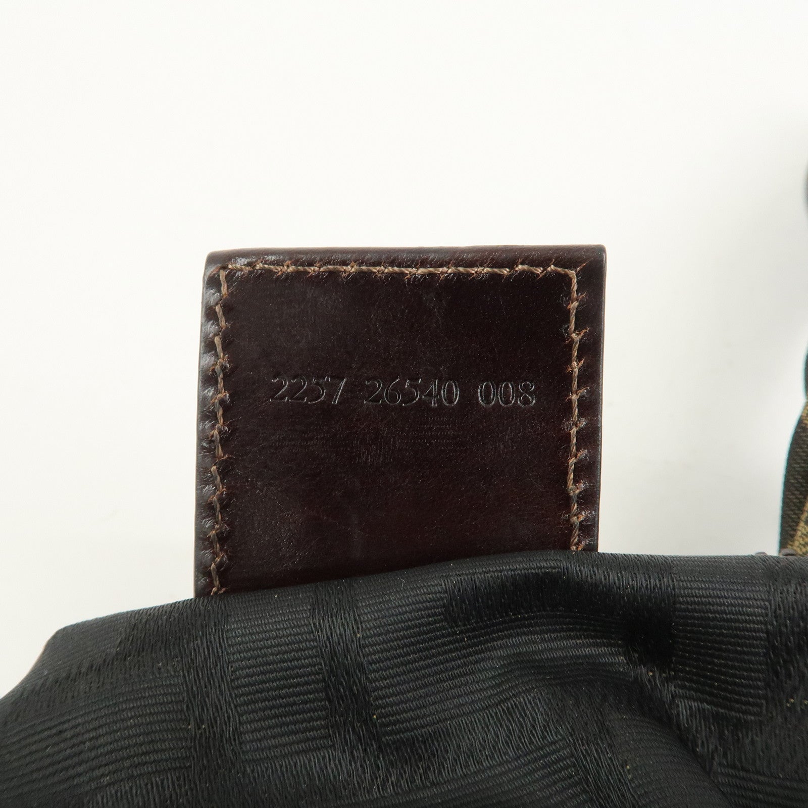 FENDI Zucca Canvas Leather Hand Bag Pouch Bag Brown Black 226540