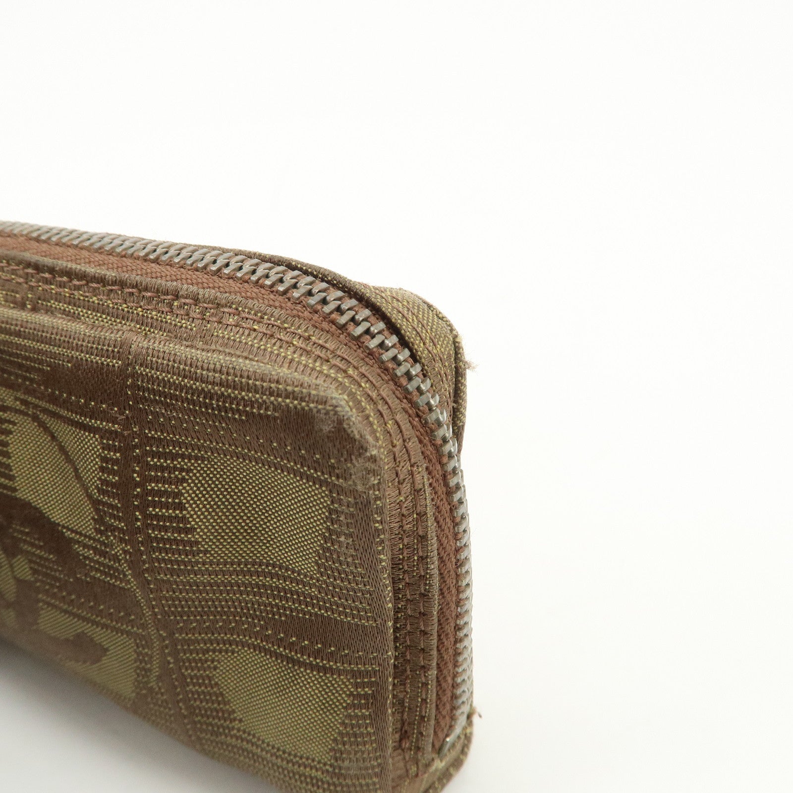 CHANEL New Travel Line Nylon Jacquard Cosmetic Pouch Khaki