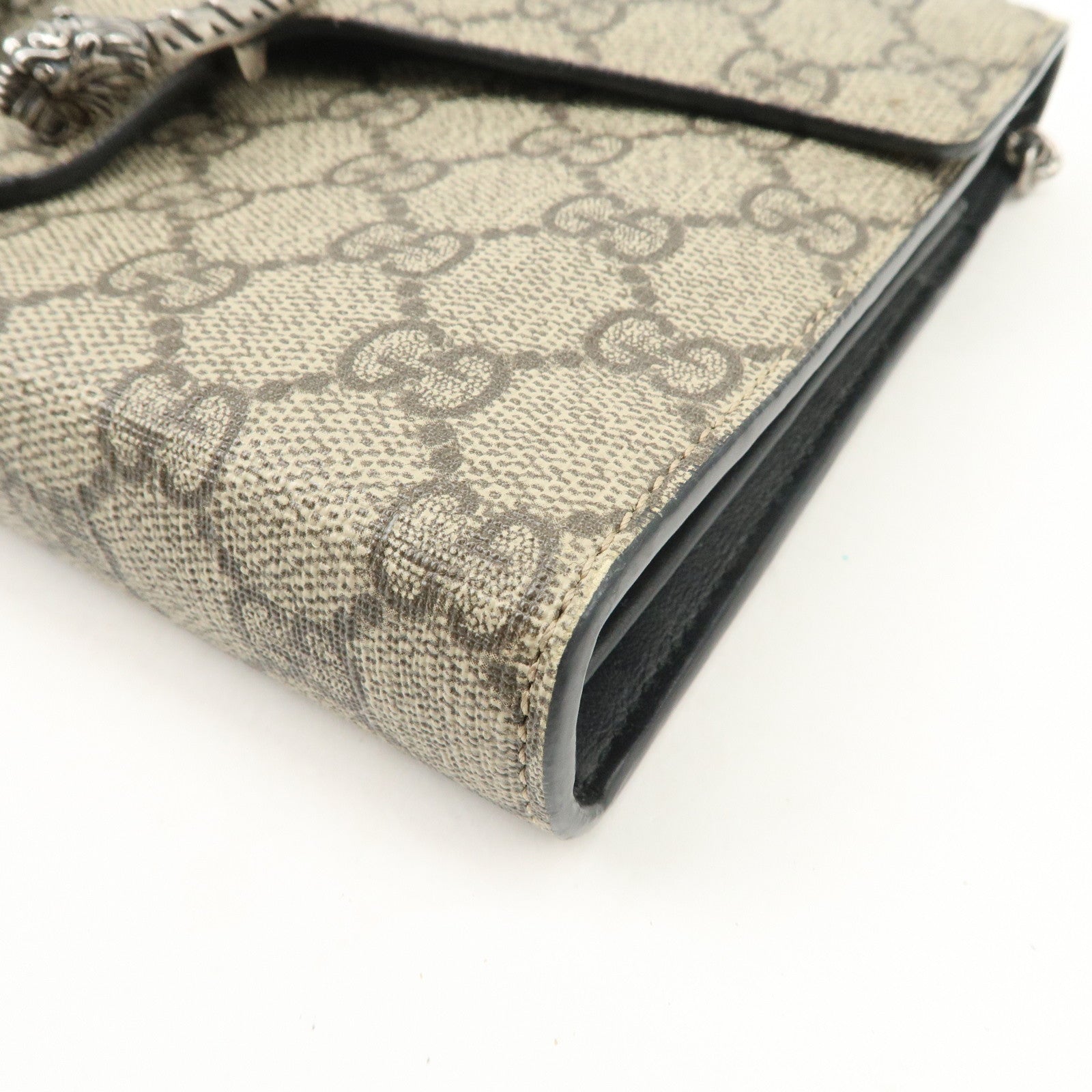 GUCCI Dionysus GG Supreme Chain Shoulder Bag Beige Used