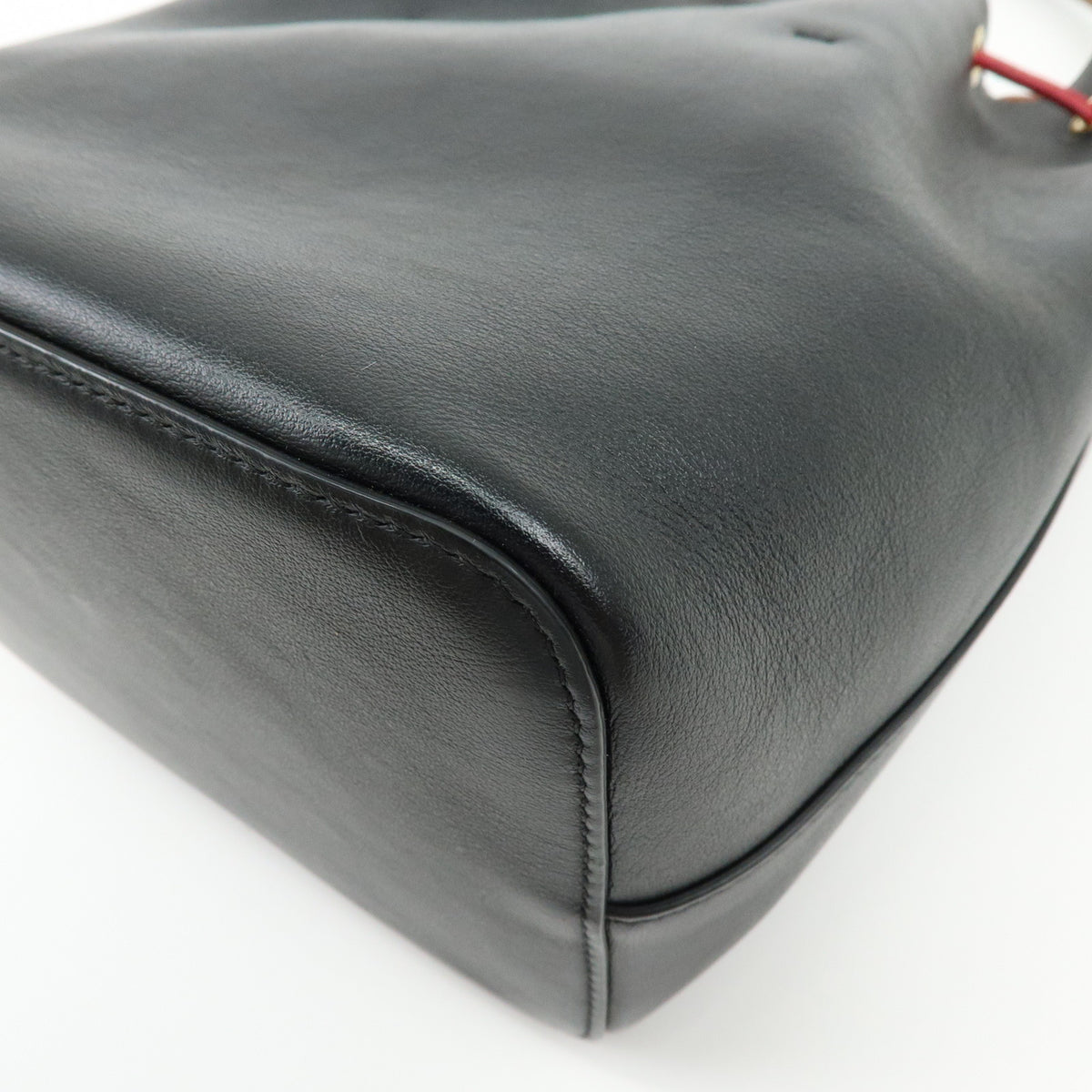 FENDI Mon Tresor Leather 2Way Bag Hand Bag Shoulder Bag Black Red
