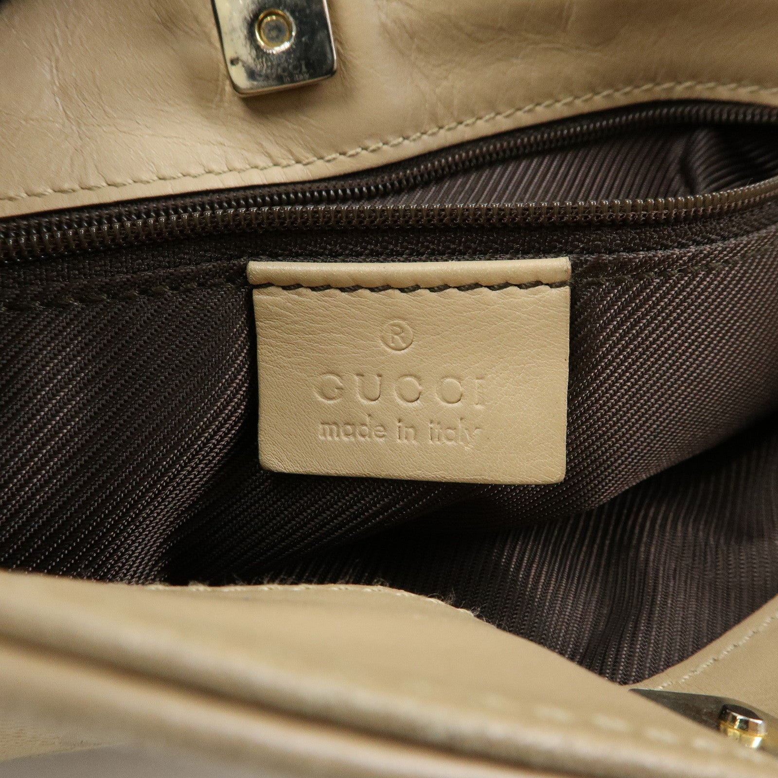 GUCCI GG Canvas Leather Shoulder Bag Hand Bag Beige 33900