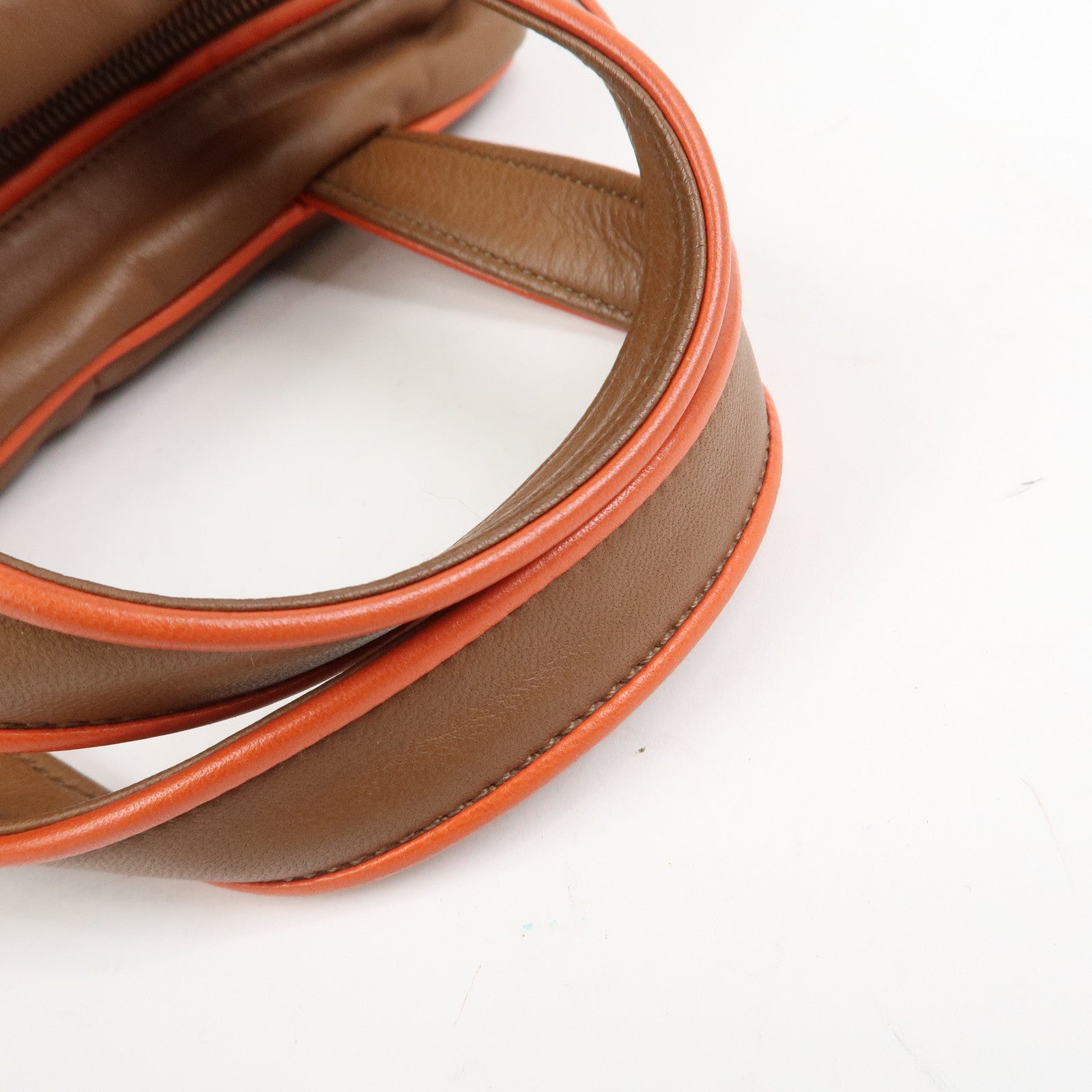 LOEWE Logo Nappa Leather Mini Hand Bag Boston Bag Brown