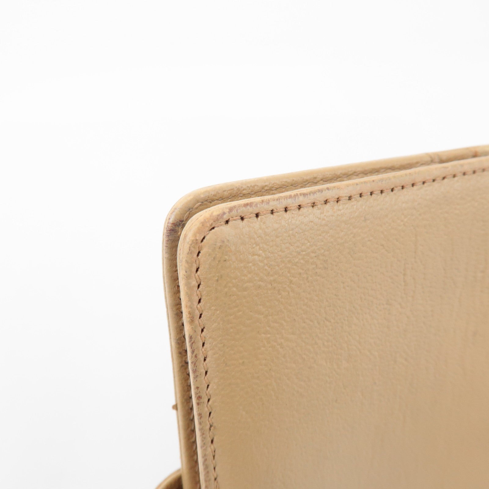 CHANEL COCO Mark Calf Leather Agenda Cover Planner Cover Beige