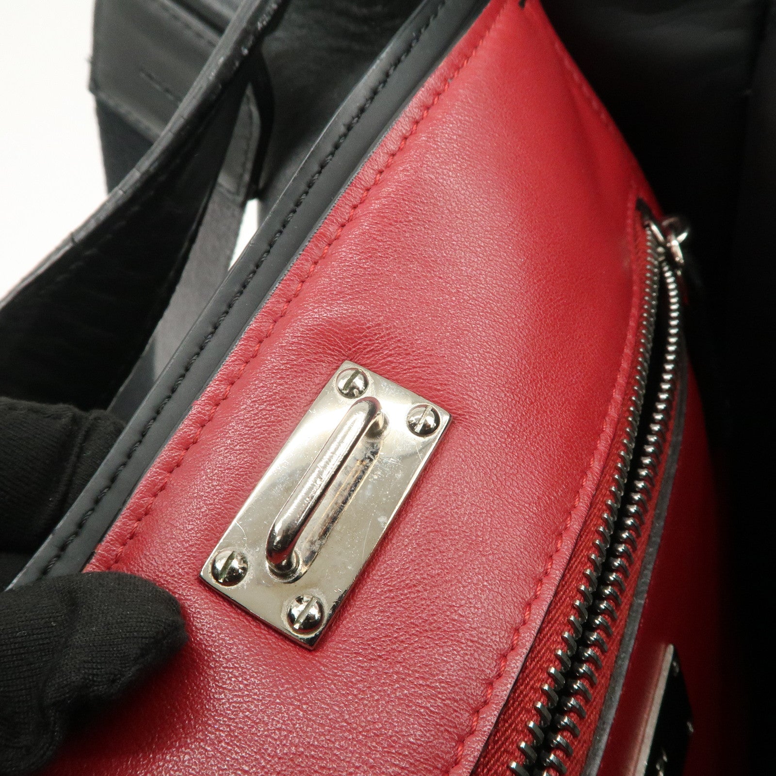 FENDI Peekaboo X-lite Fit Leather 2Way Bag Hand Bag Black Used