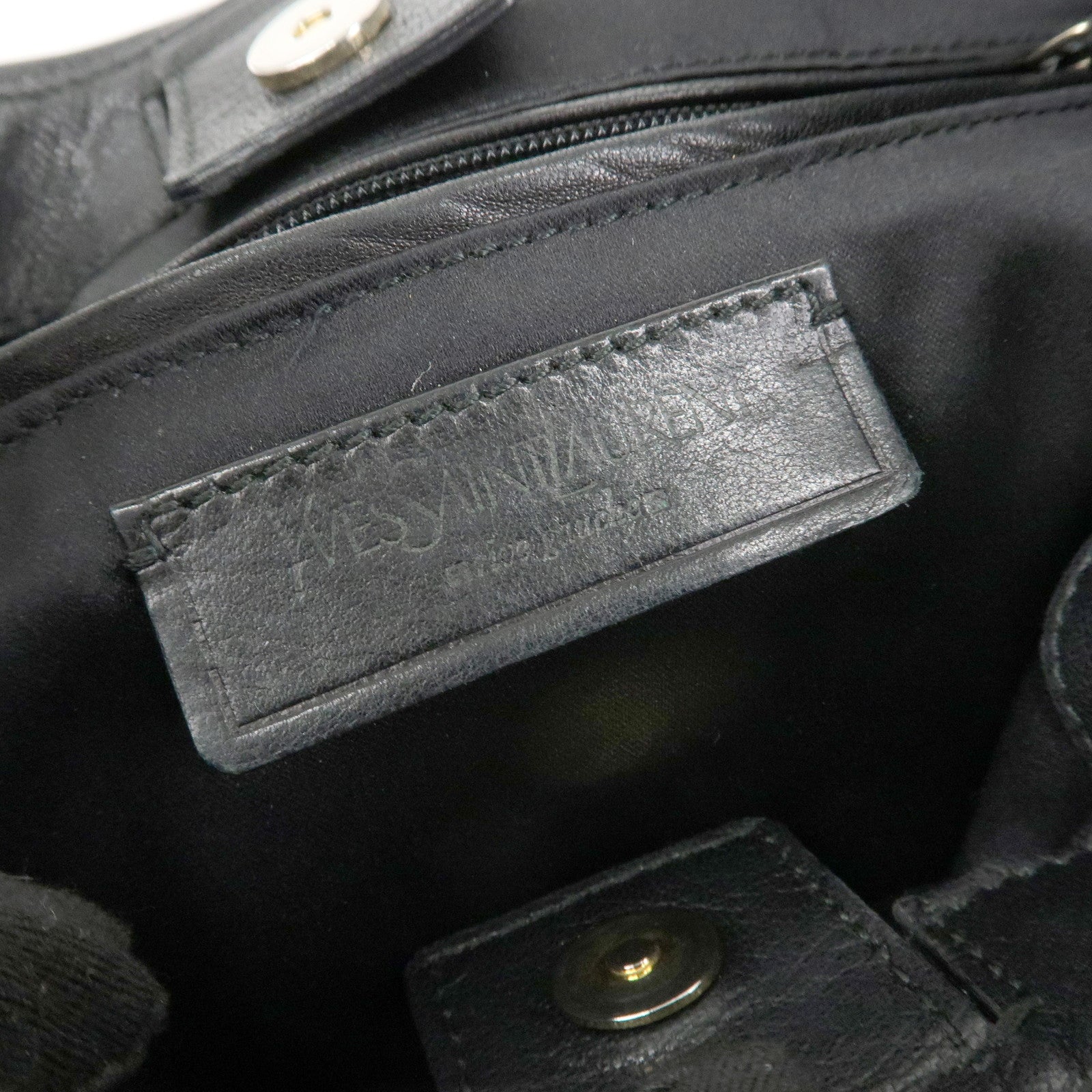 SAINT LAURENT Leather Shoulder Bag Hand Bag Black Silver HDW