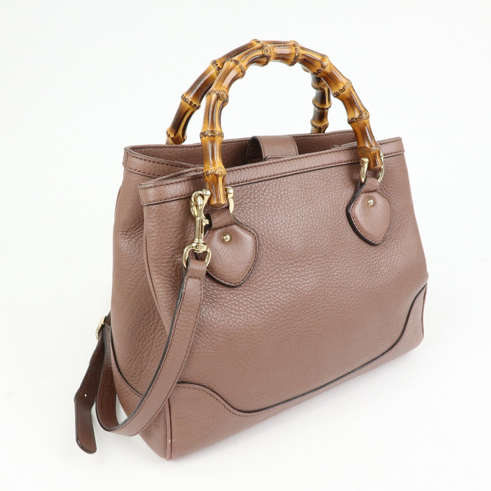 GUCCI Bamboo Diana Leather 2Way Shoulder Bag Hand Bag Brown 308360