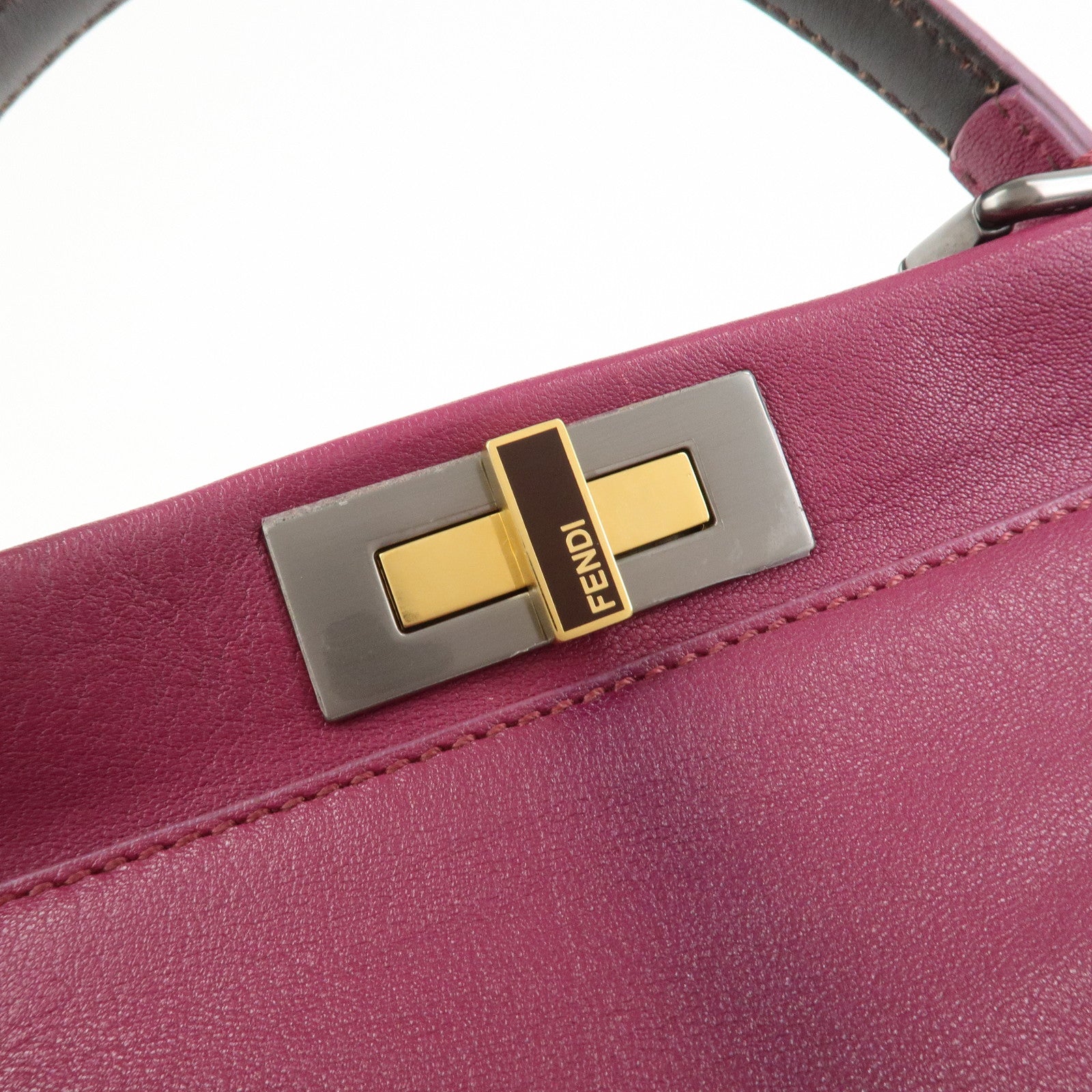 FENDI Peekaboo Leather 2Way Hand Bag Shoulder Bag Fuchsia 8BN226