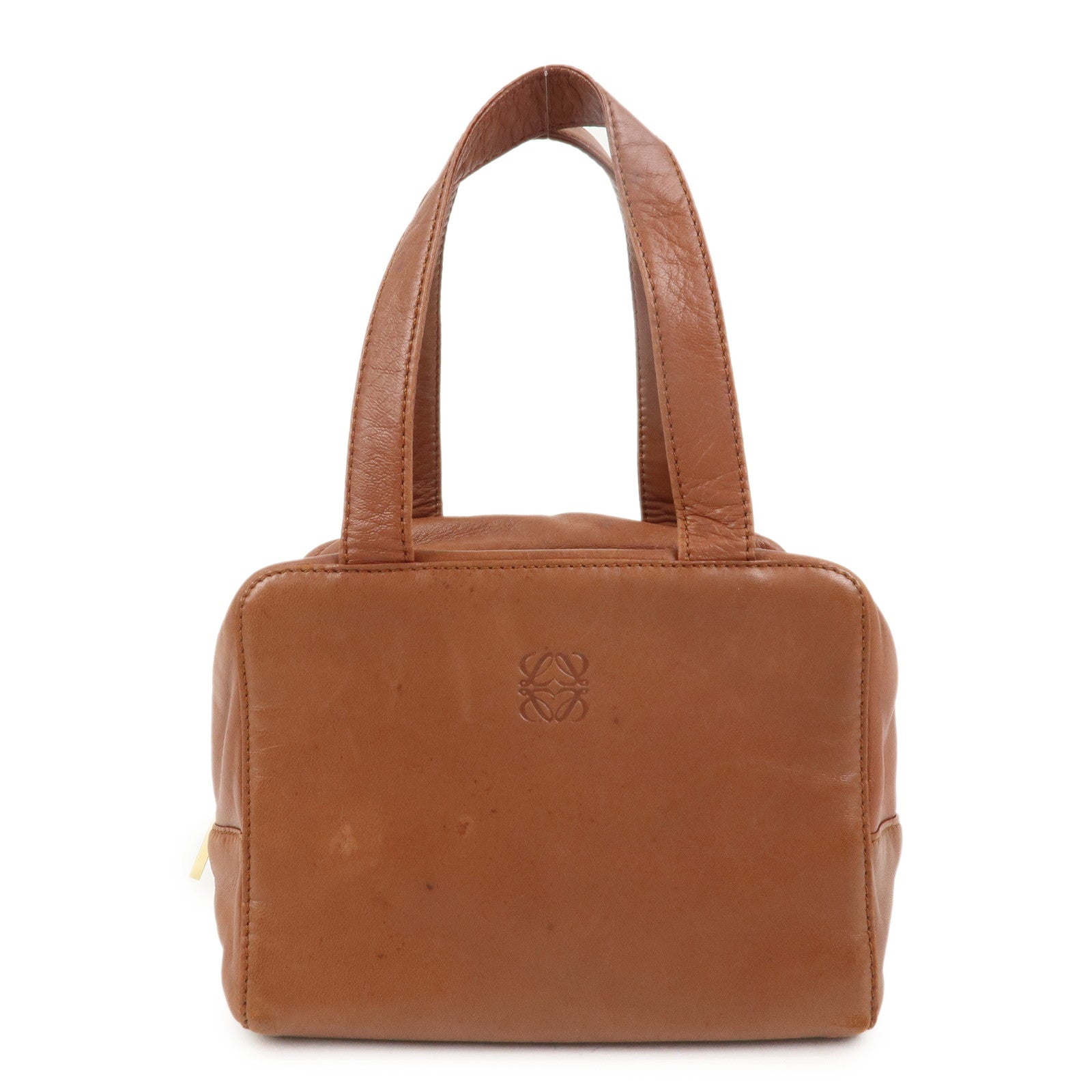 LOEWE Anagram Logo Leather Hand Bag Boston Bag Brown