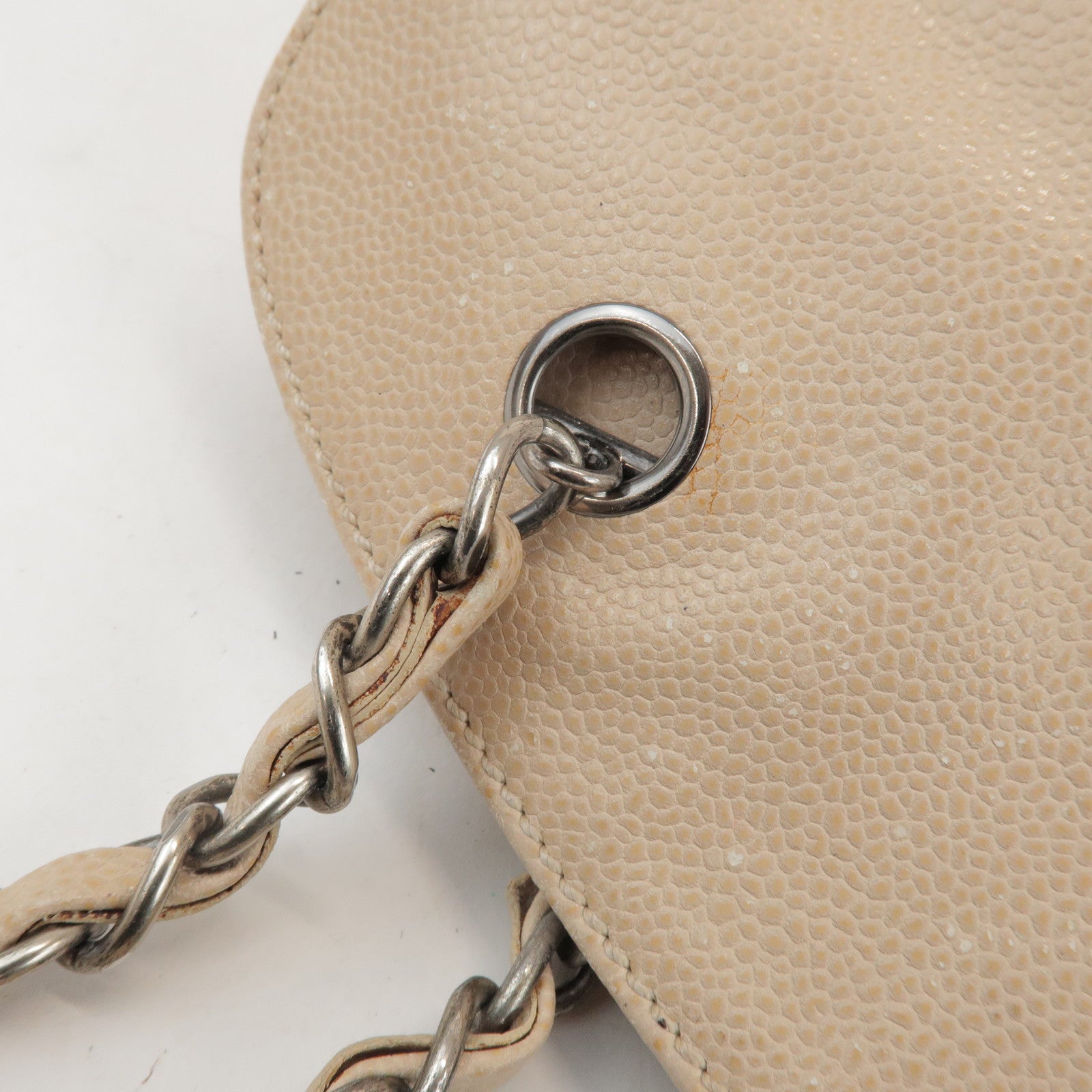 CHANEL COCO Mark Caviarskin Chain Shoulder Bag Hand Bag Beige