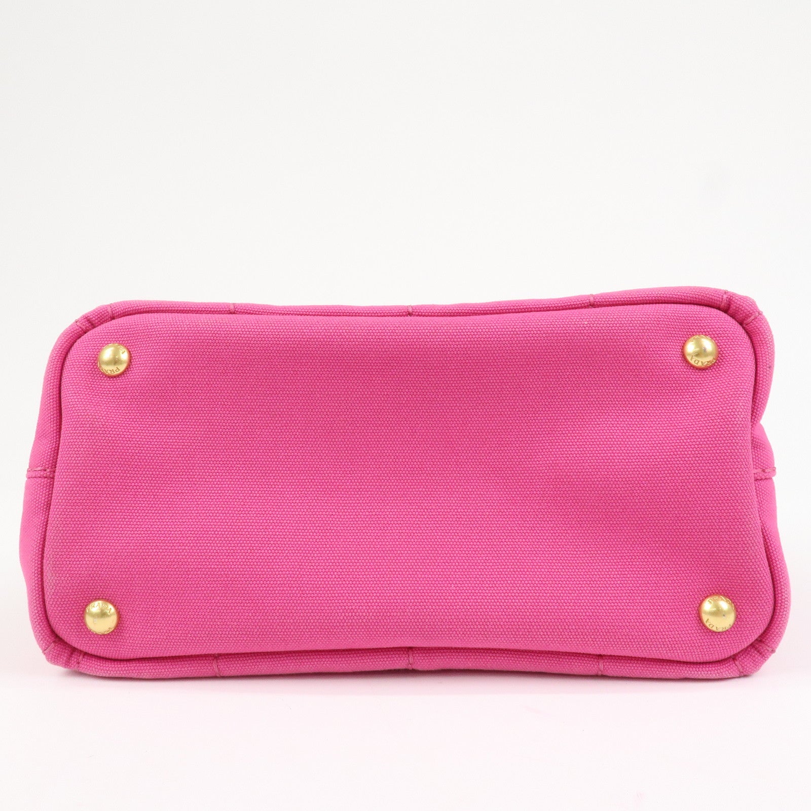 PRADA Logo Canapa Mini Canvas Hand Bag Tote Bag Pink BN2439