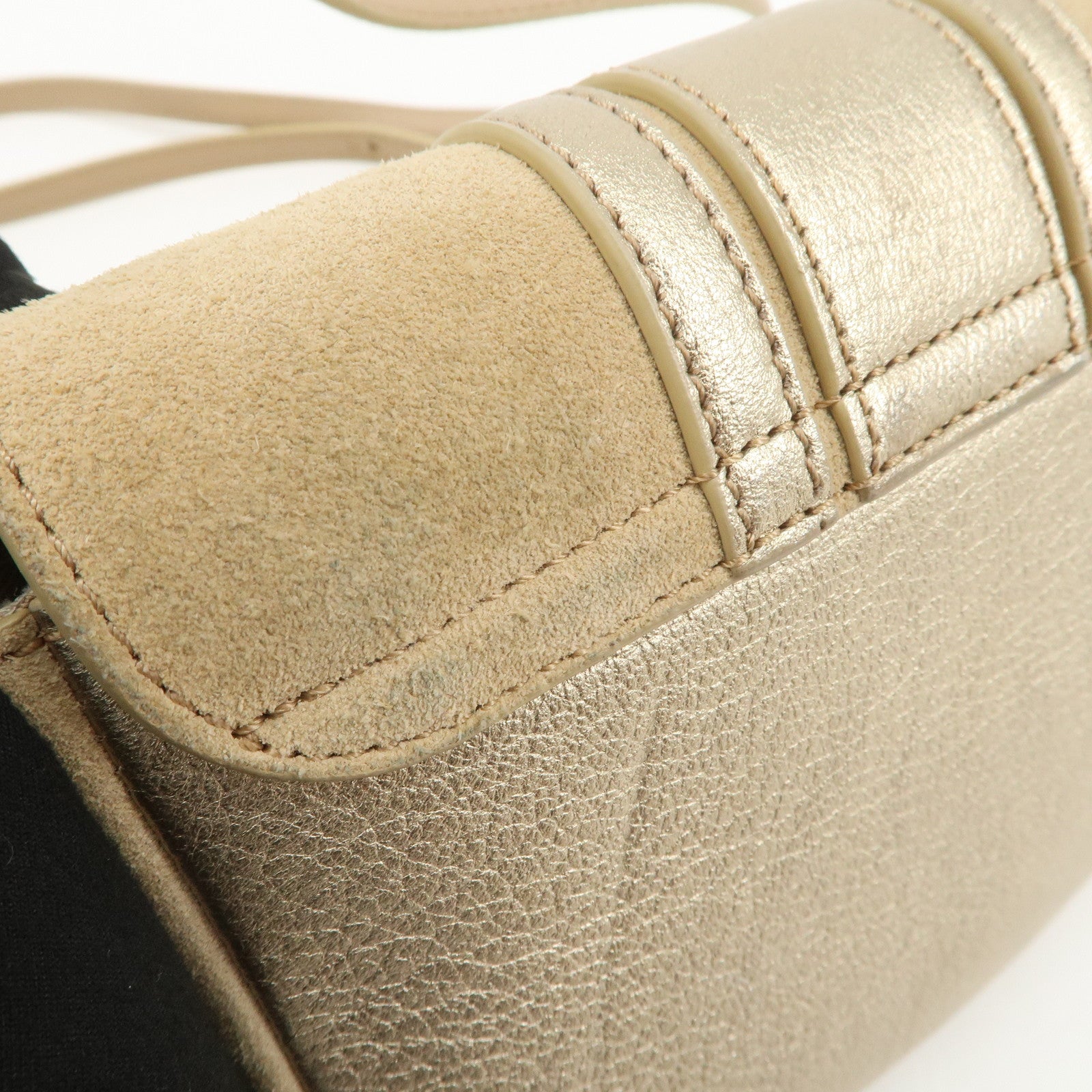 Chloe See By Chloe Hana Suede Leather Shoulder Crossbody Bag Gold