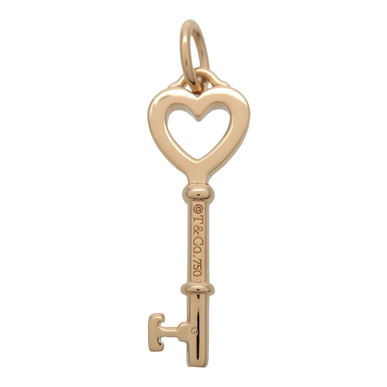 Tiffany & Co Heart Key Necklace Top Pendant Top 750YG Yellow Gold