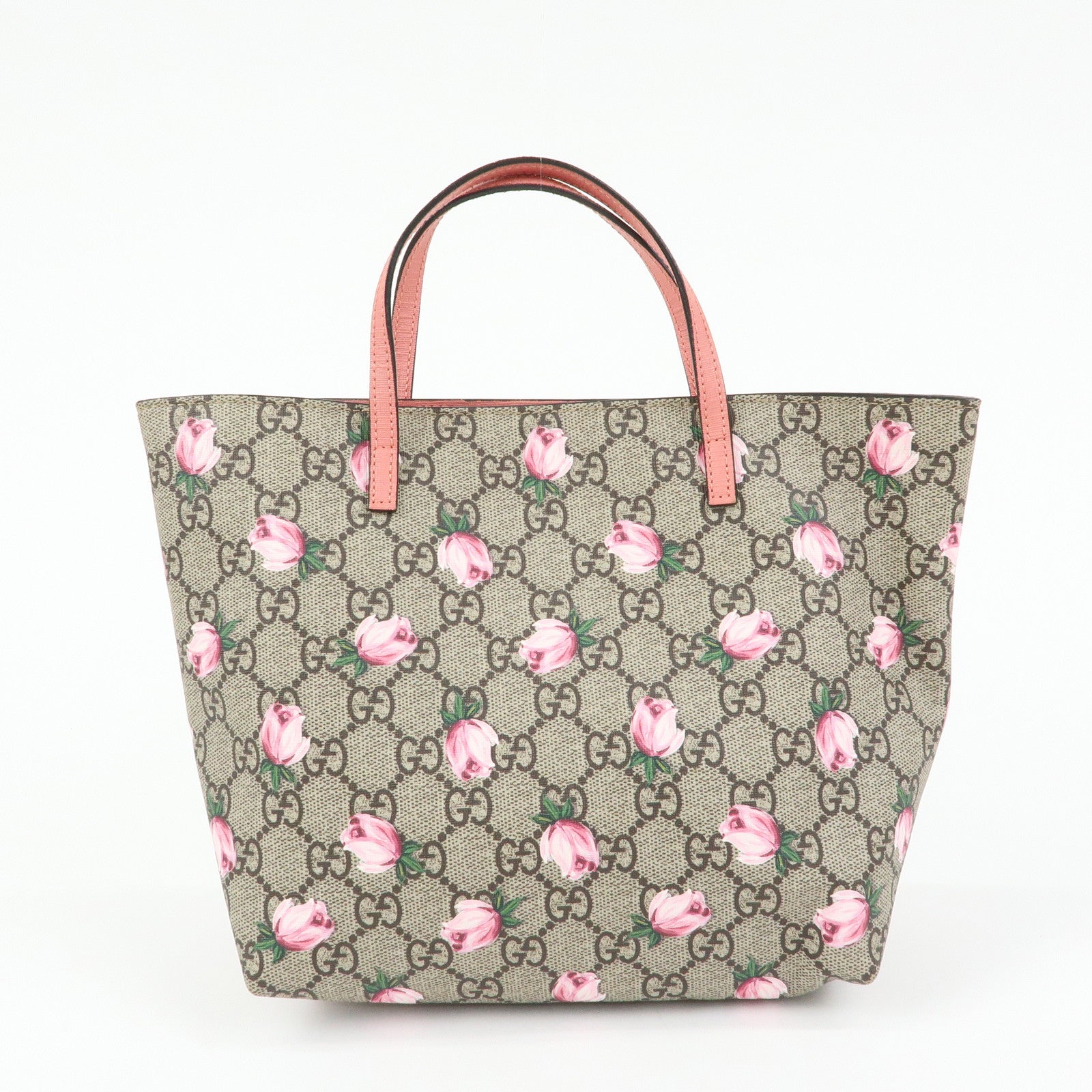 GUCCI Children's GG Supreme Leather Tote Bag Rose Beige Pink 410812
