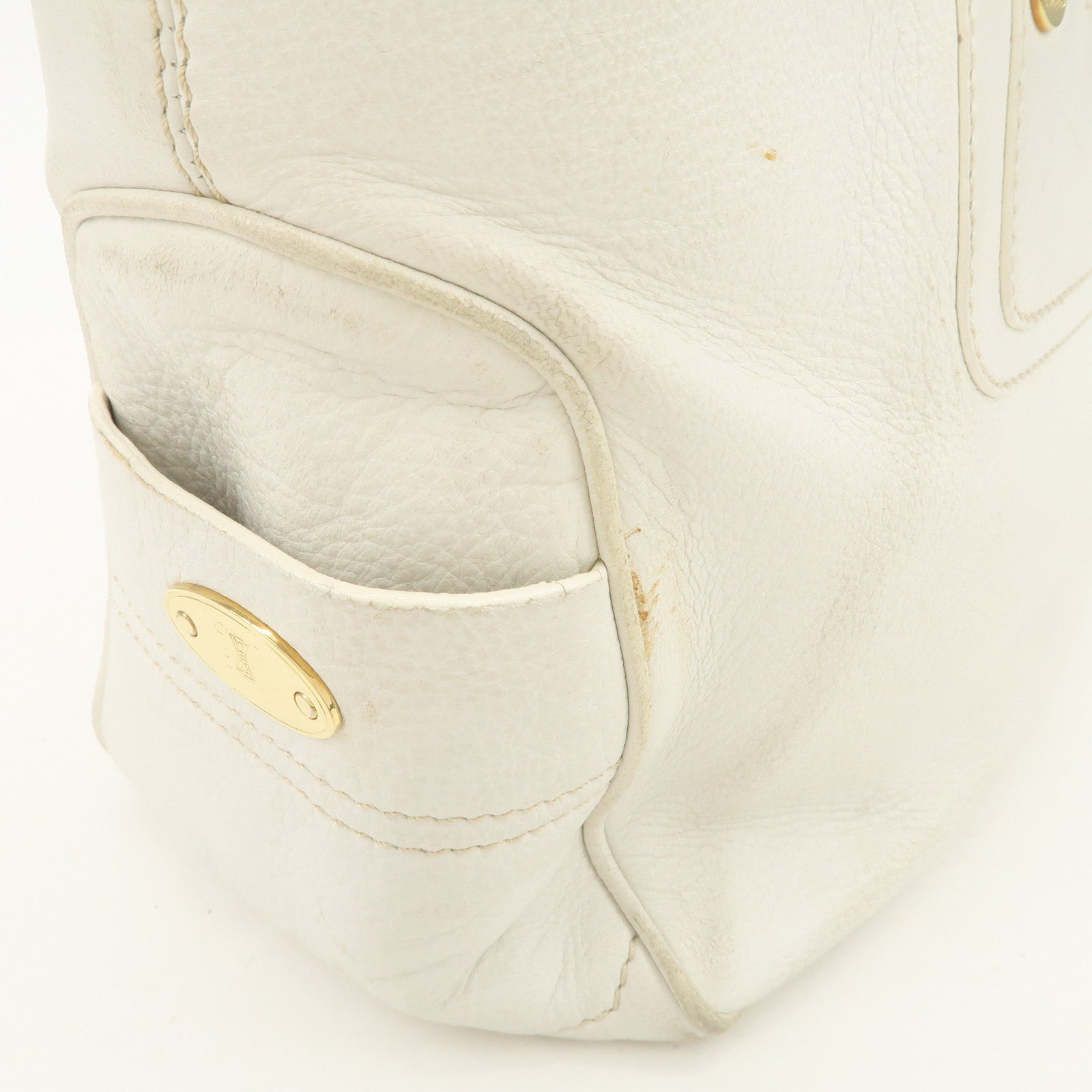 CELINE Leather Boogie Bag Hand Bag Tote Bag Ivory