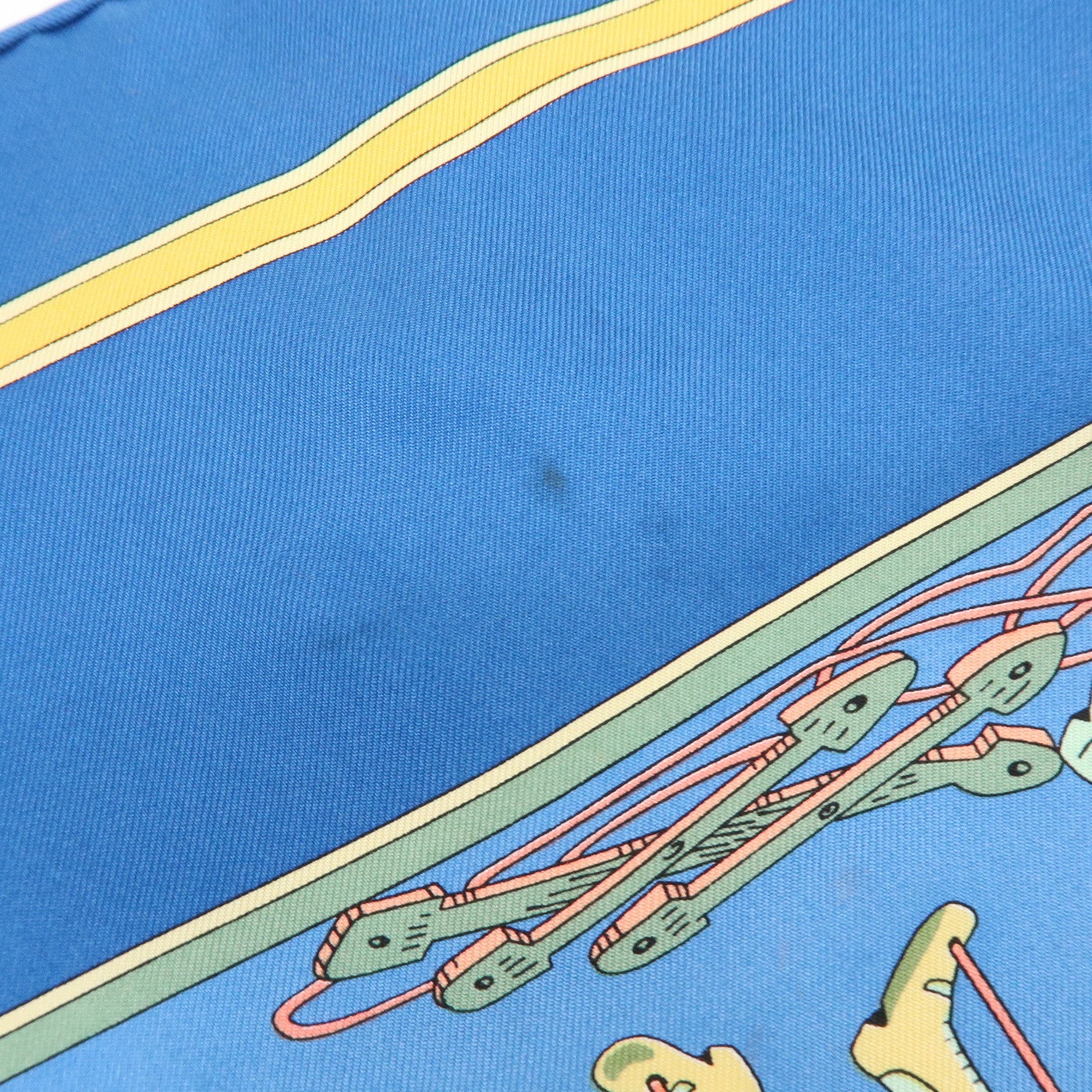 HERMES Carre 90 Silk 100% Scarf LE TEMPS des MARIONNETTES Blue
