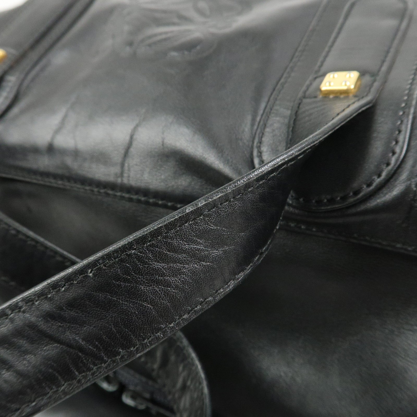 LOEWE Anagram Leather 2Way Bag Boston Bag Shoulder Bag Black