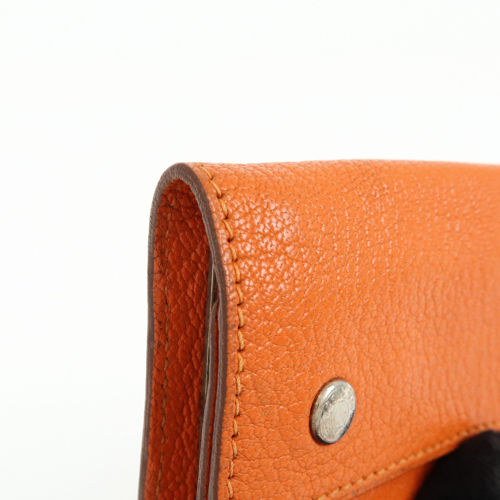 HERMES Sellier Togo Leather 4 Key Case Key Holder □F Stamped Orange