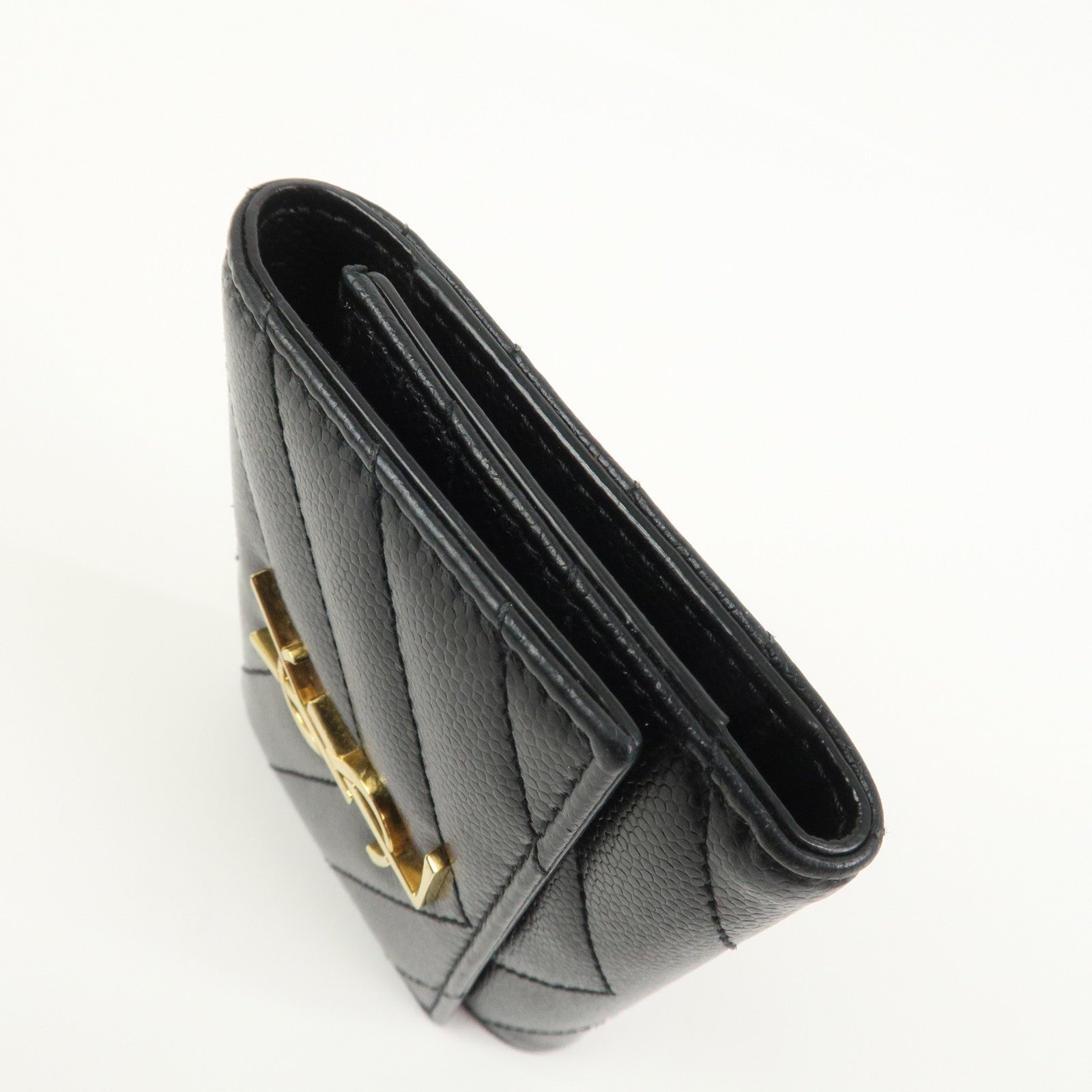 SAINT LAURENT PARIS Leather Key Case Key Holder Black 580656