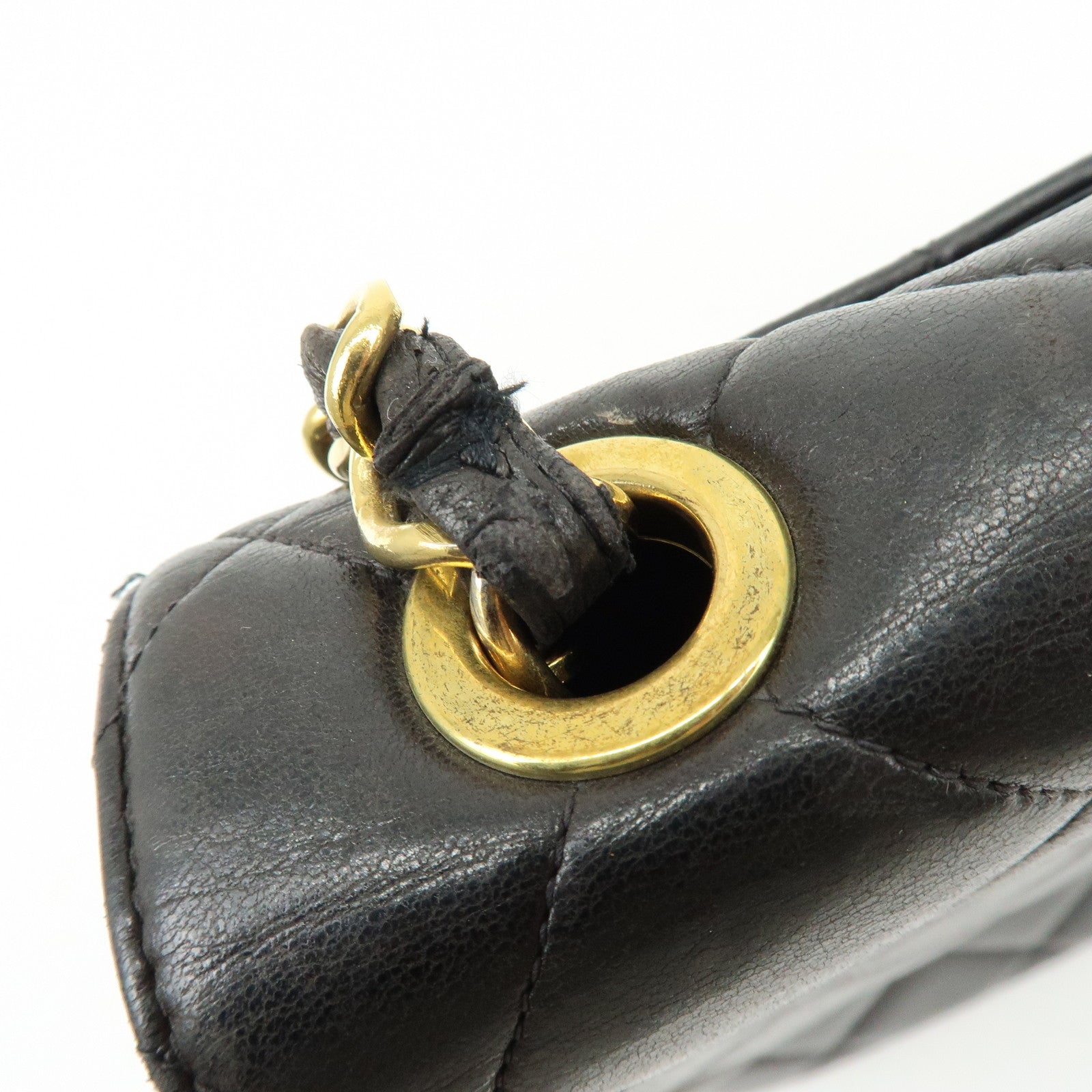 CHANEL Matelasse Lamb Skin Chain Flap Shoulder Bag Black