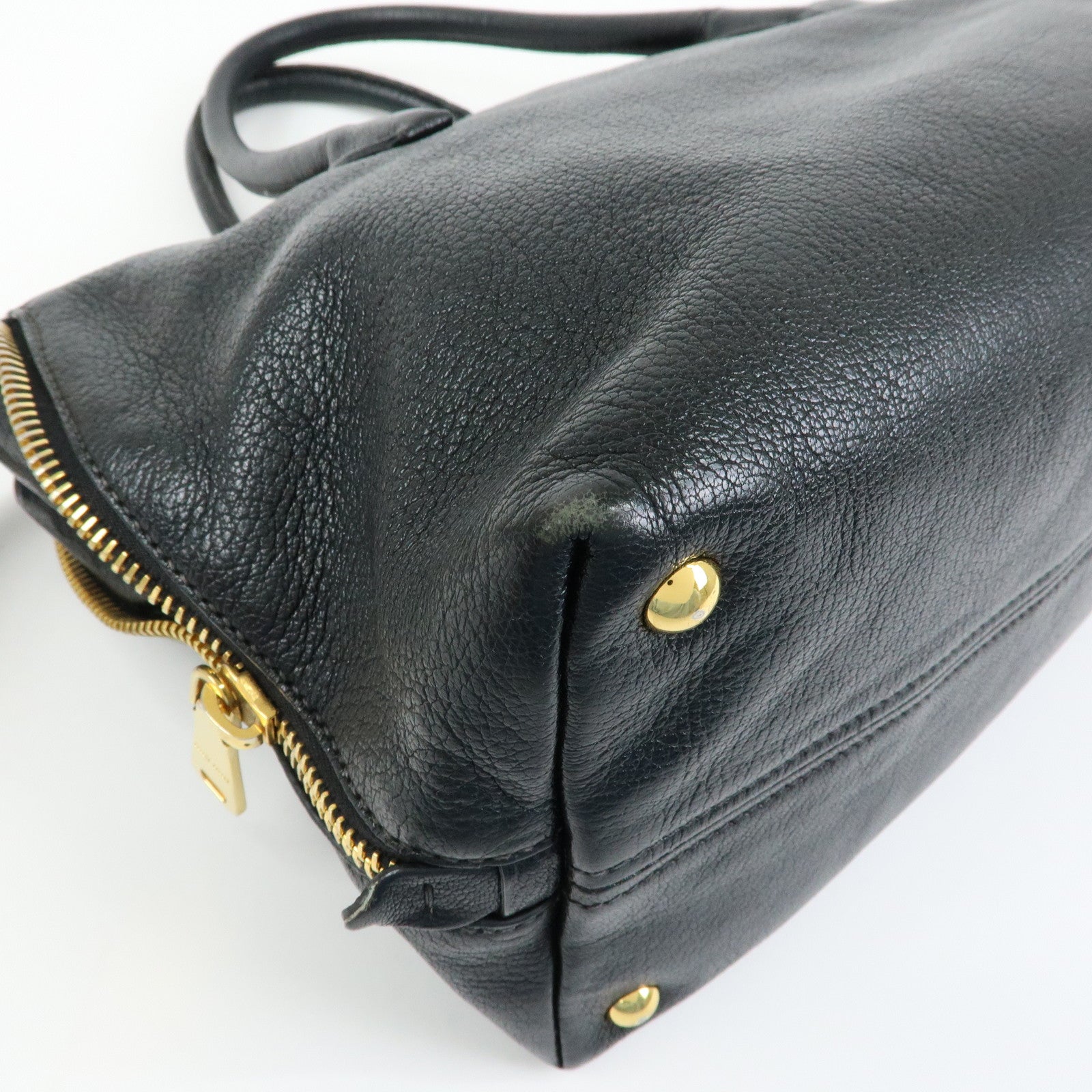 MIU MIU Madras Leather 2WAY Bag Hand Bag Shoulder Bag Black RN1016