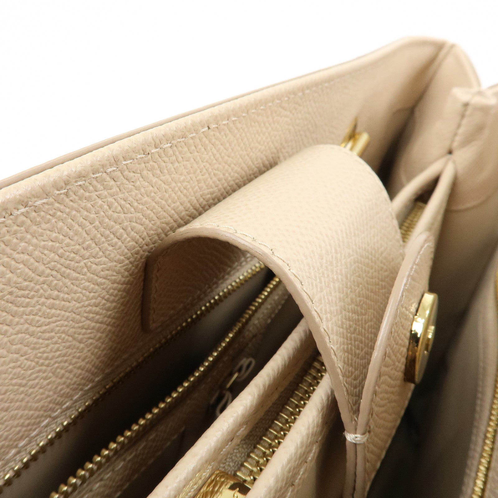 Ferragamo Vara Ribbon Leather Tote Bag Hand Bag Pink Beige