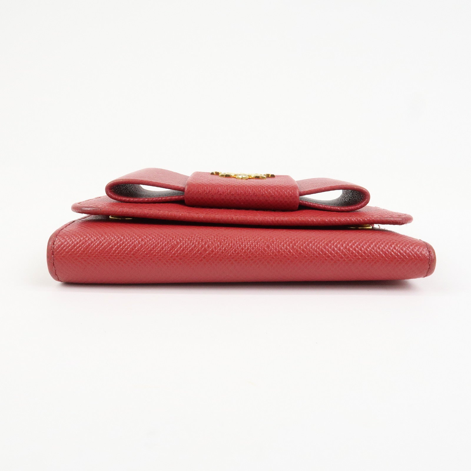 PRADA Logo Saffiano Leather Ribbon 6 Rings Key Case Red 1PG222