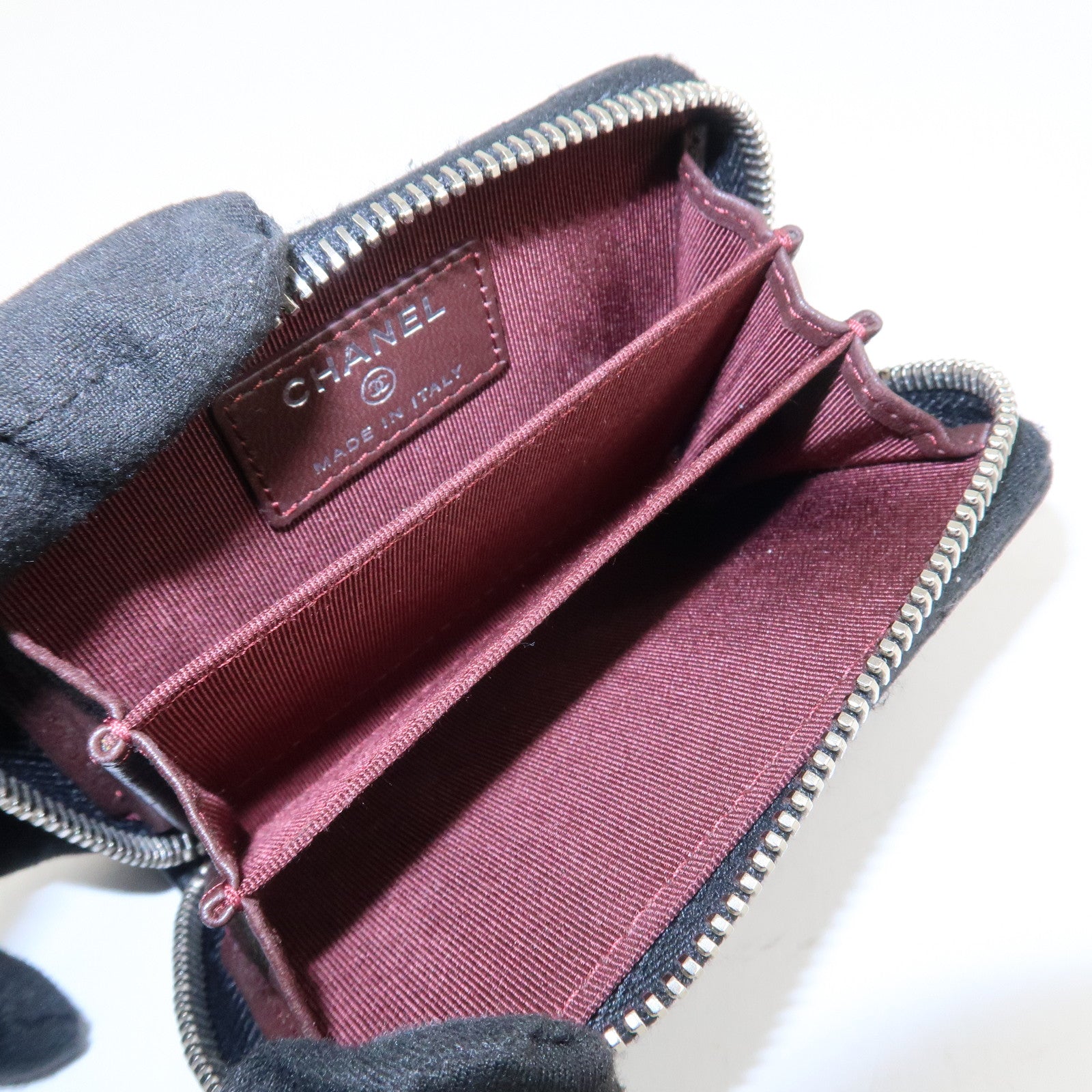 CHANEL Matelasse Lamb Skin Classic Zippy Coin Case Black AP0216 Used