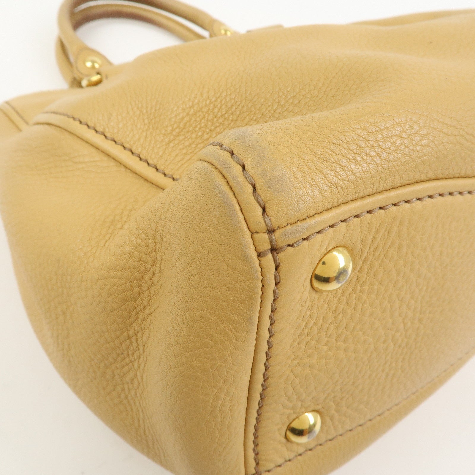 MIU MIU Leather 2Way Shoulder Bag Hand Bag Beige RN0620