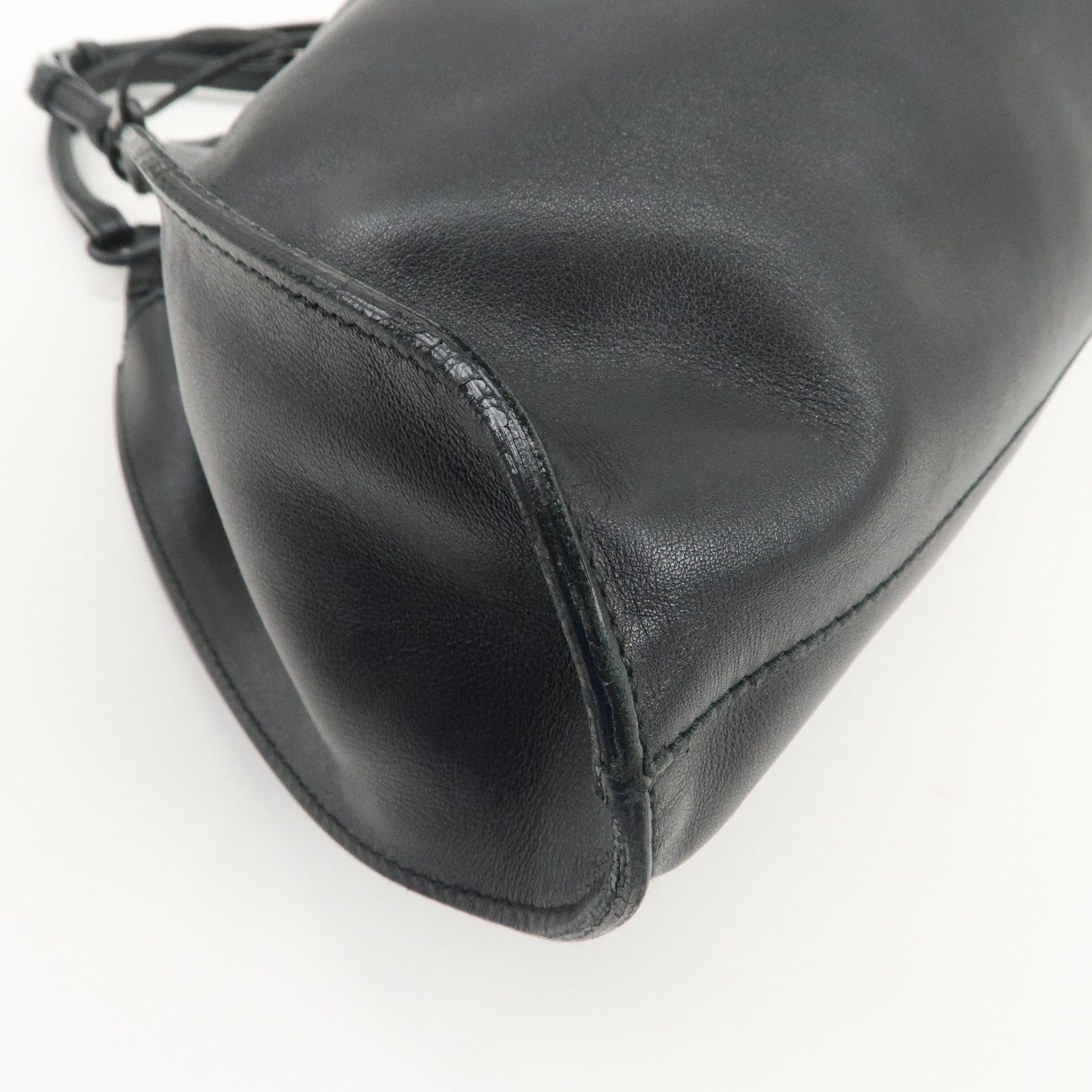 GUCCI Leather Tote Bag Hand Bag Black 76554