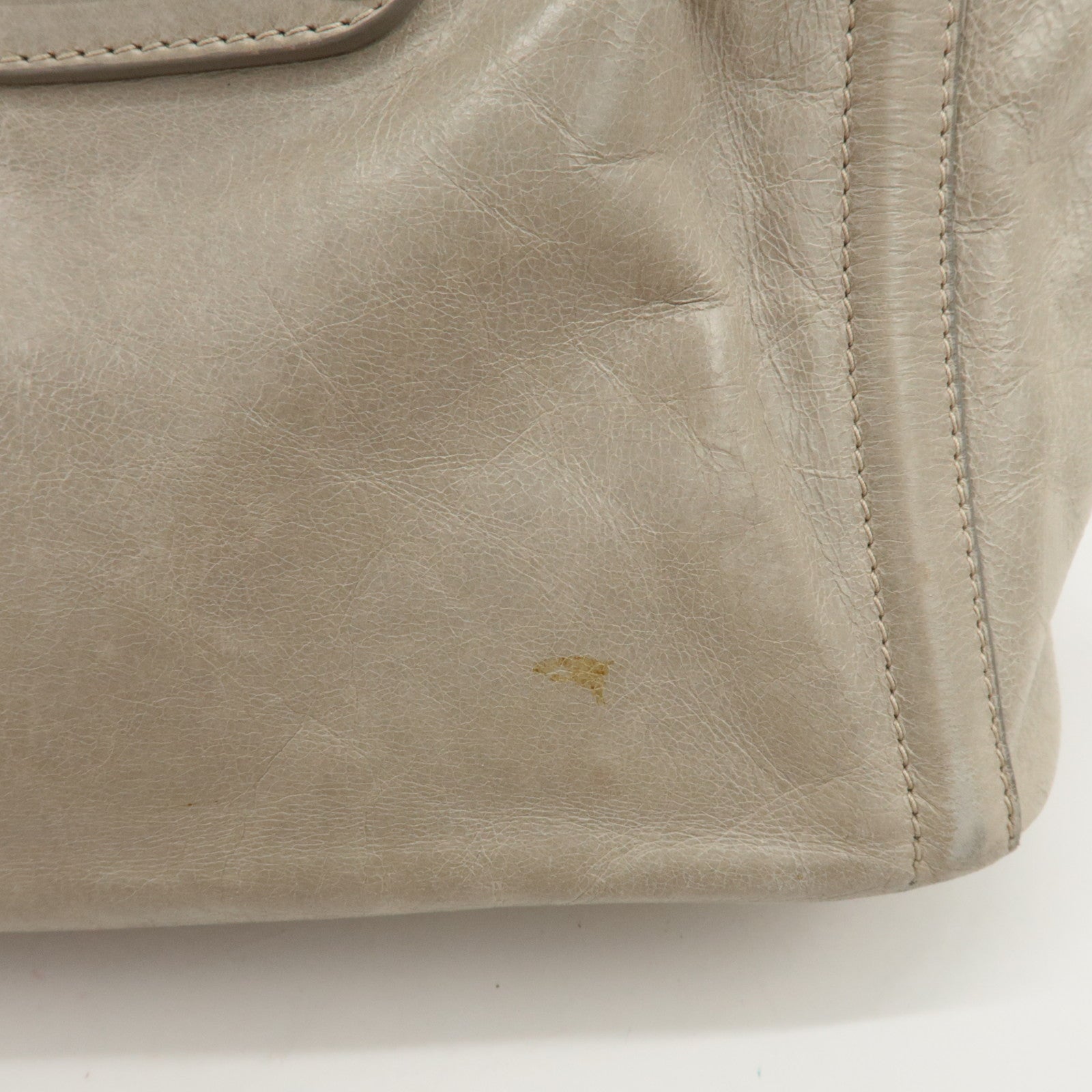 PRADA Triangle Logo Leather 2Way Bag Tote Bag Gray BN2104 Used