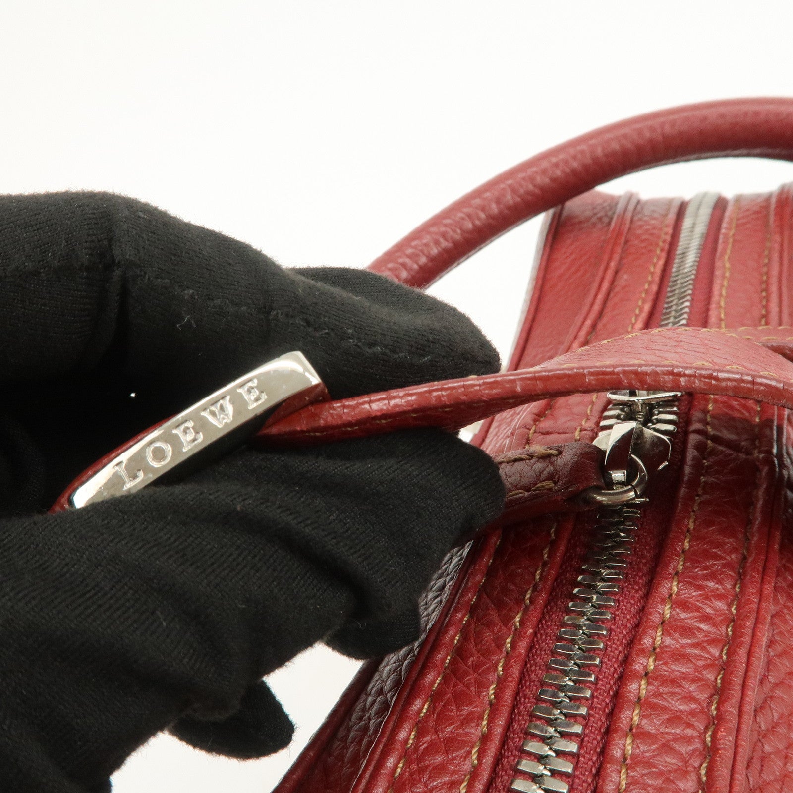 LOEWE Senda Leather Shoulder Bag Hand Bag Red