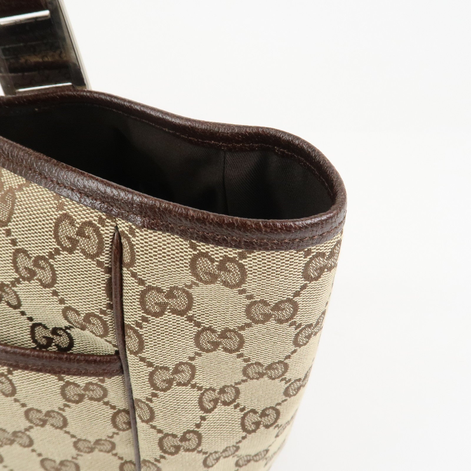 GUCCI Sherry GG Canvas Leather Tote Bag Shoulder Bag Brown 145758