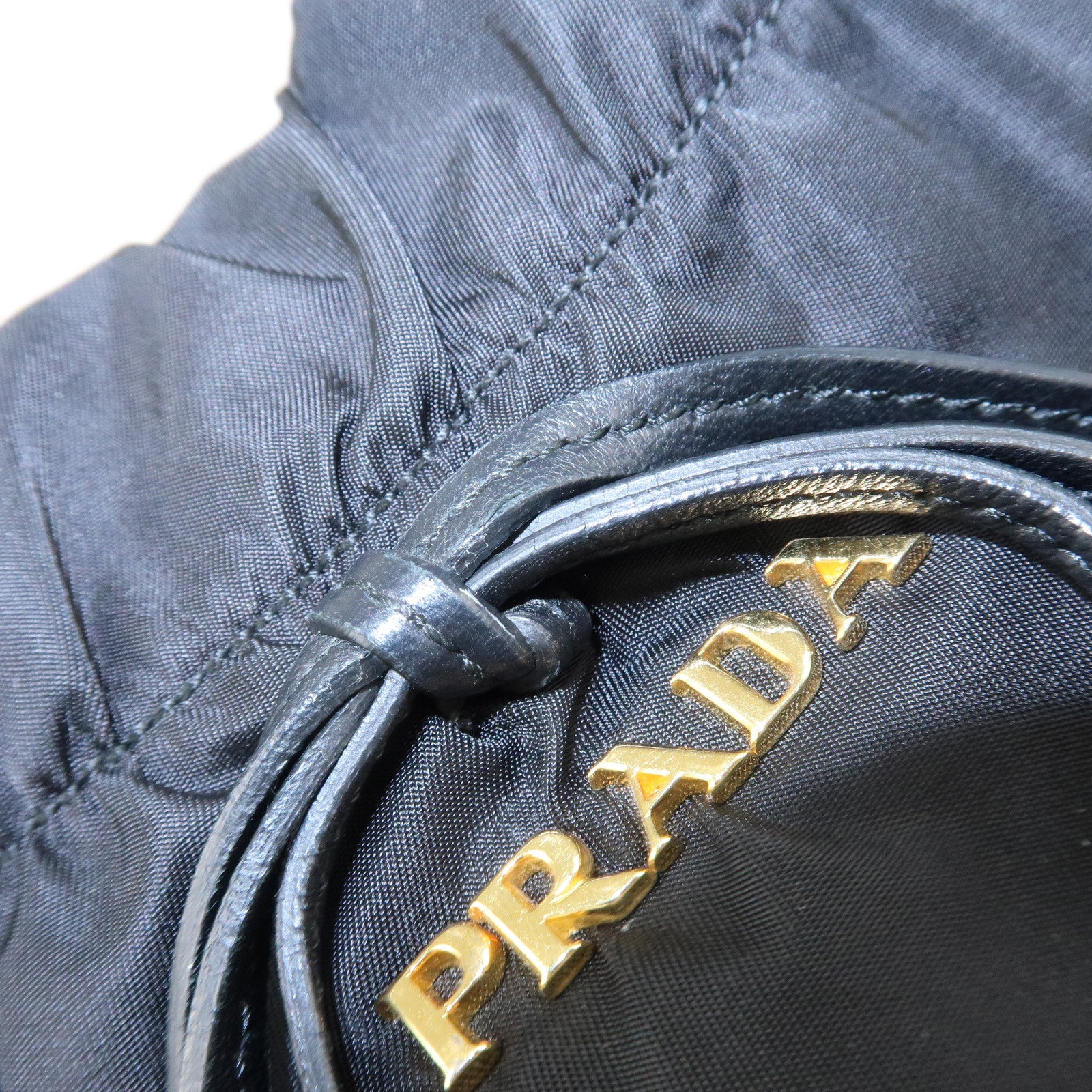 PRADA Logo Nylon Leather 2Way Bag Shoulder Bag Hand Bag Black BN1970 Used