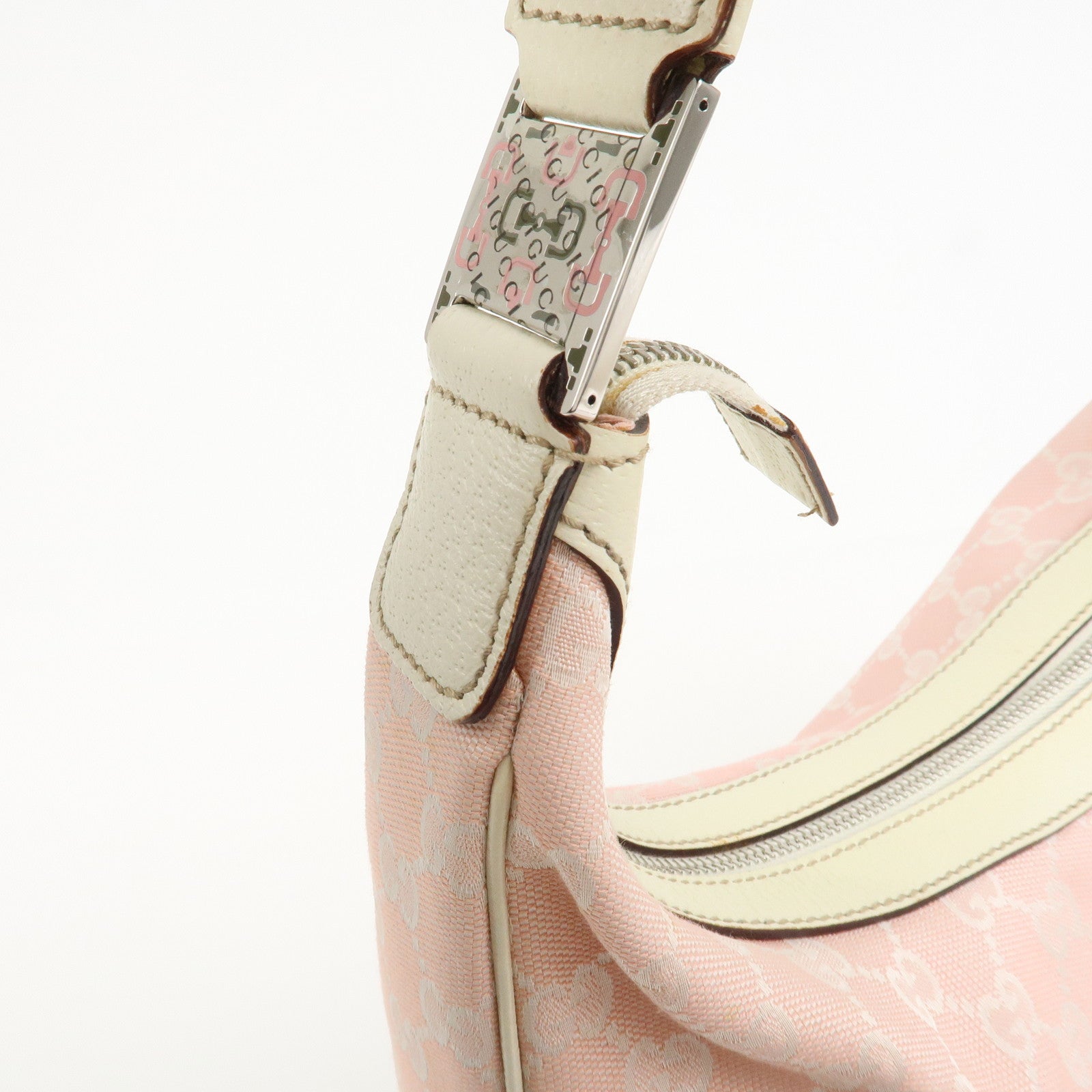 GUCCI Sherry Line GG Canvas Leather Shoulder Bag Pink 145757