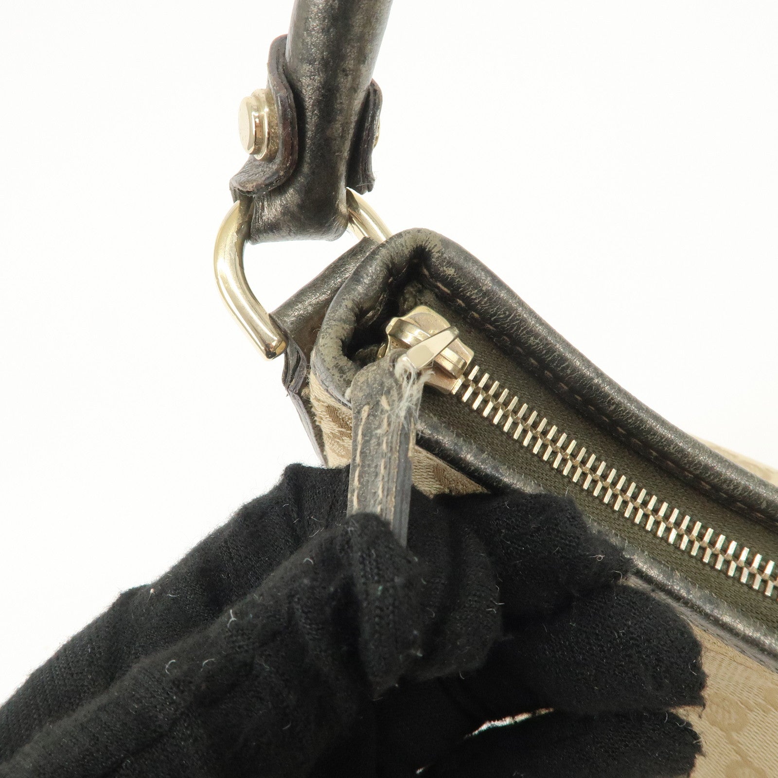 GUCCI Abbey GG Canvas Leather Shoulder Bag Beige Bronze 130738 Used