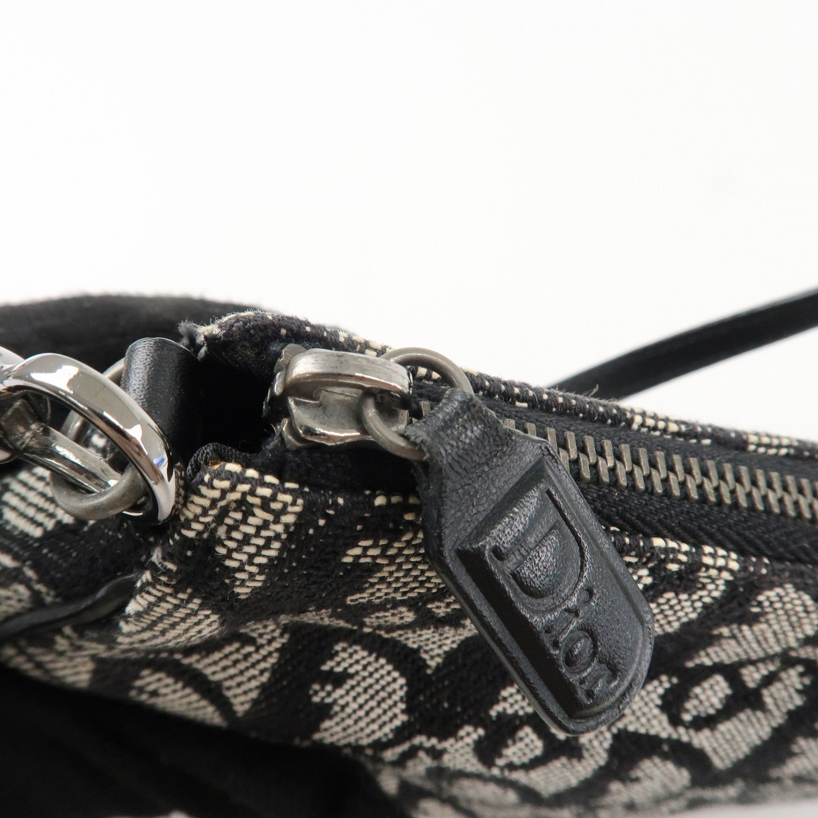 Christian Dior Trotter Canvas Leather Saddle Pouch Shoulder Bag Black Used